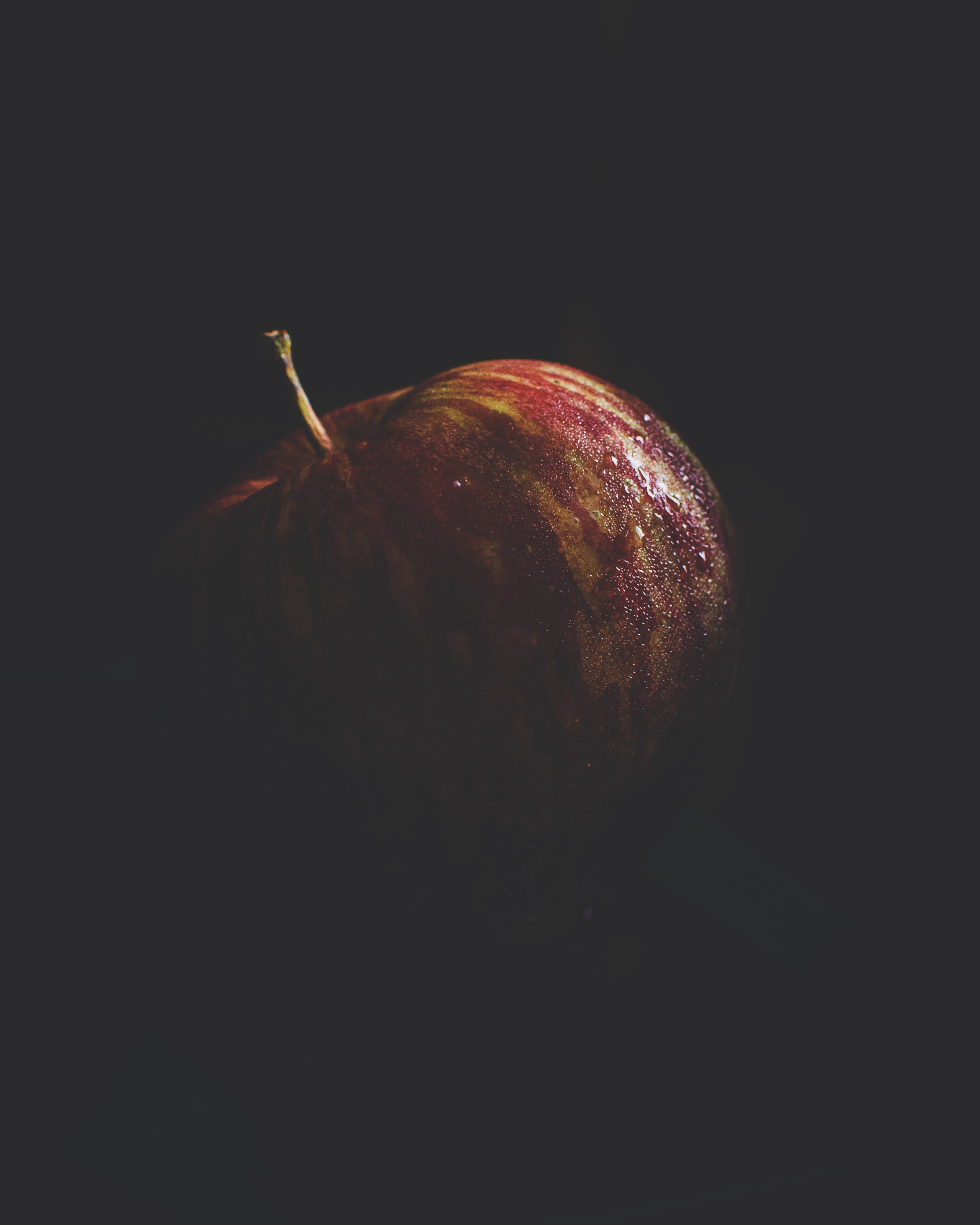 53074 завантажити шпалери краплі, макро, макрос, темні, темний, фрукт, яблуко - заставки і картинки безкоштовно
