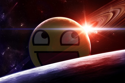 Download mobile wallpaper Sun, Planet, Smiley, Humor for free.