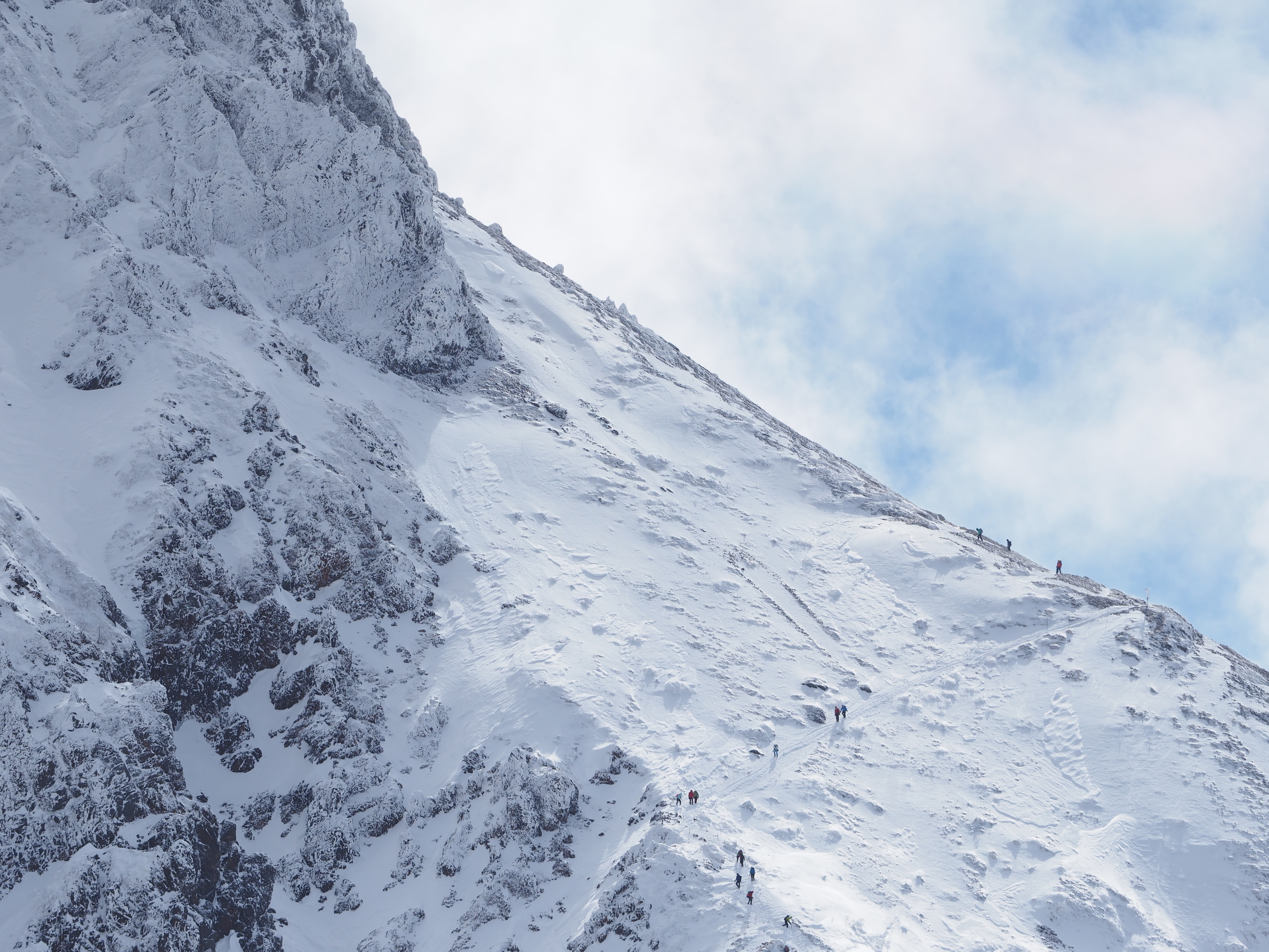 Handy-Wallpaper Steigung, Natur, Schnee, Blick Von Oben, Berg, Menschen kostenlos herunterladen.
