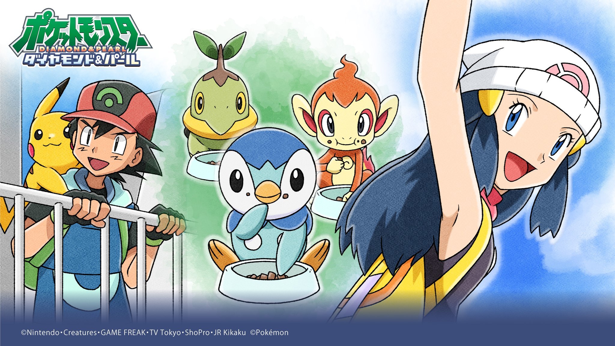 Baixar papel de parede para celular de Anime, Pokémon, Pikachu, Piplup (Pokémon), Dawn (Pokémon), Ash Ketchum gratuito.