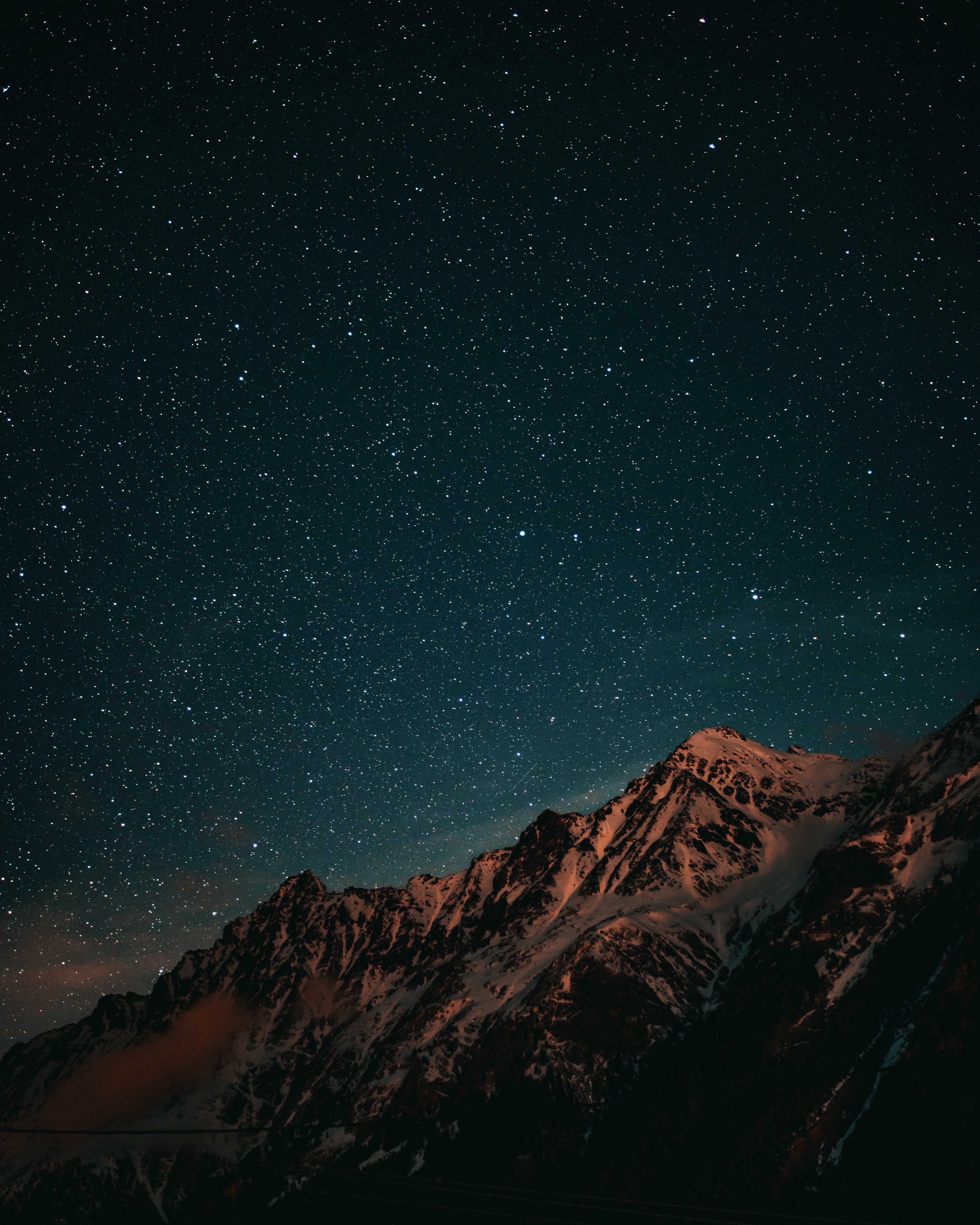 nature, mountains, starry sky, night cellphone