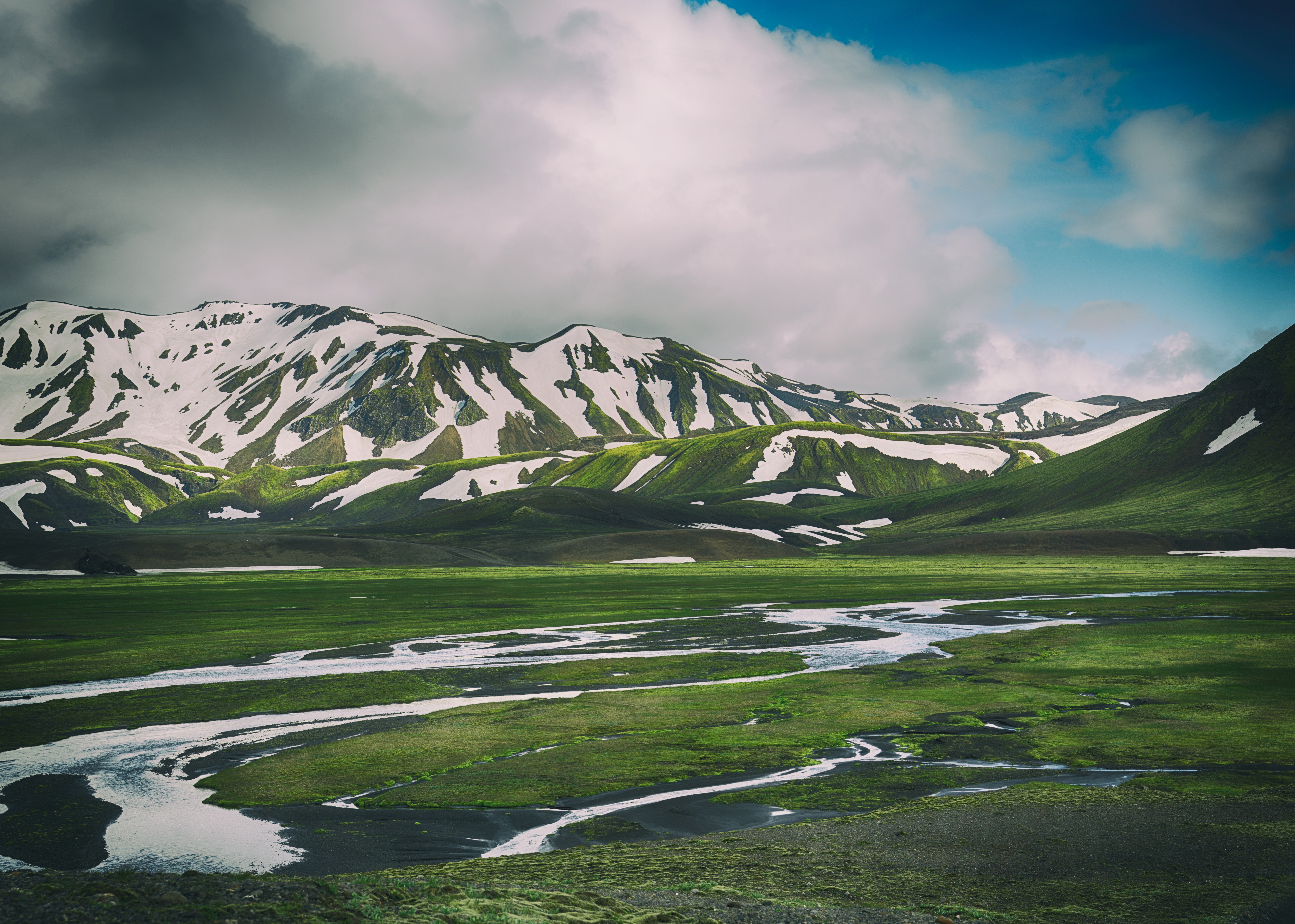 Download mobile wallpaper Landmannalagar, Grass, Mountains, Iceland, Nature for free.