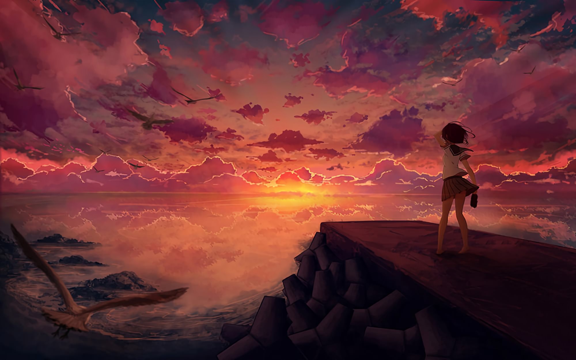 Download mobile wallpaper Anime, Sky, Original for free.