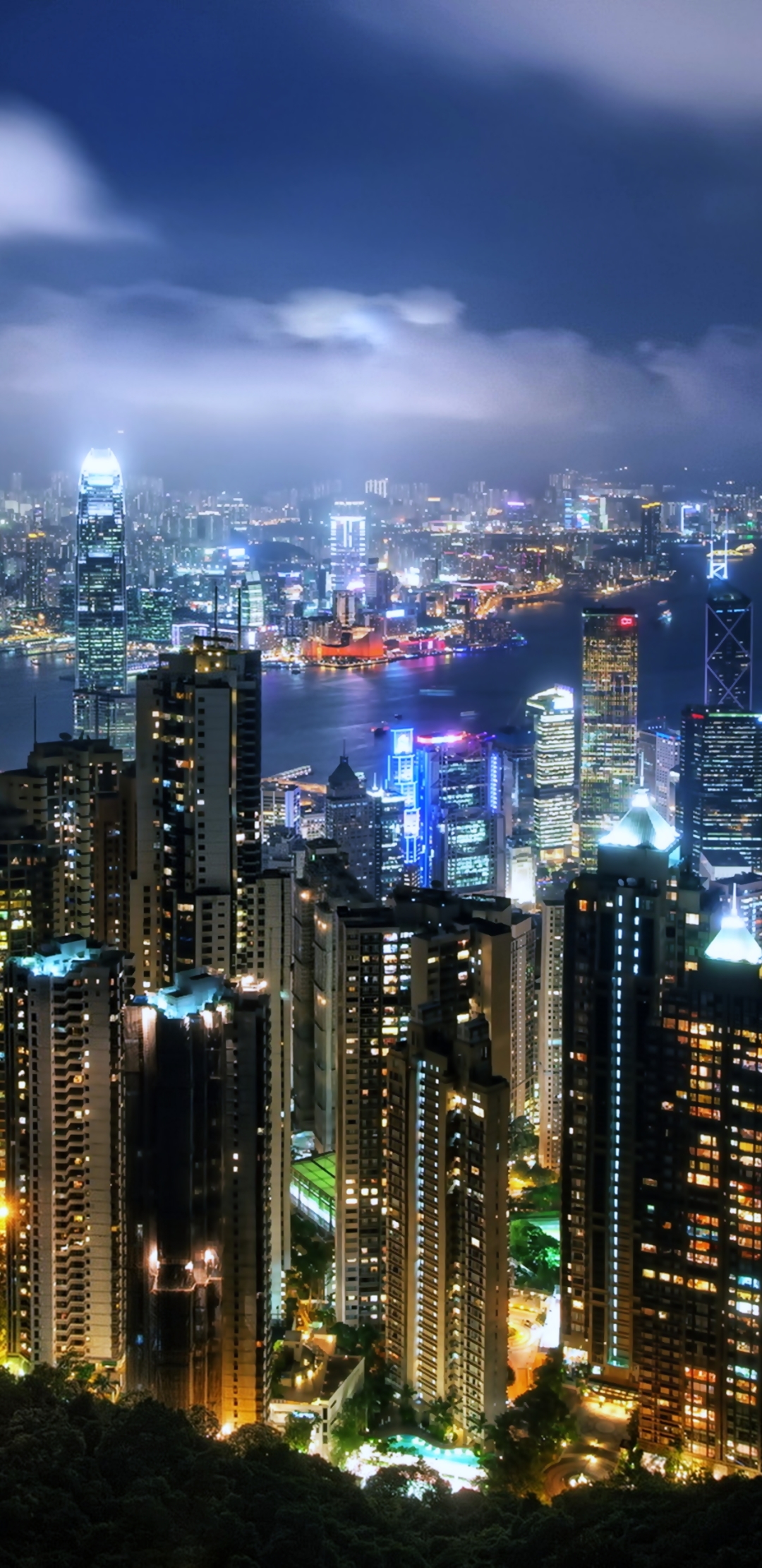 Download mobile wallpaper Cities, Night, City, Skyscraper, Building, Light, Hong Kong, Man Made for free.