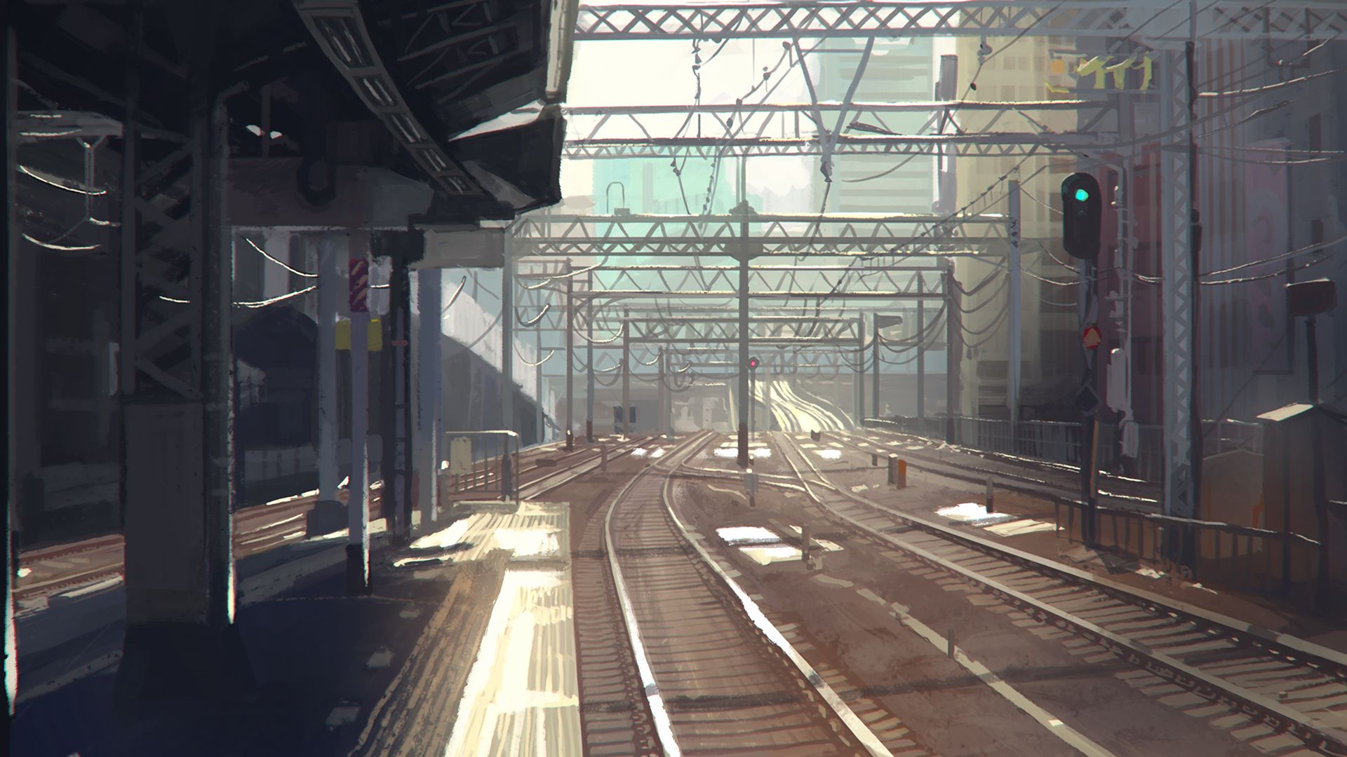 Скачать обои бесплатно Аниме, Железнодорожная Станция, Оригинал картинка на рабочий стол ПК