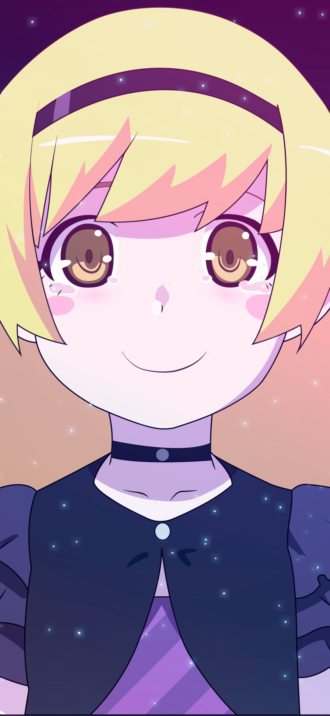 Handy-Wallpaper Lächeln, Blond, Gesicht, Blondinen, Animes, Lange Haare, Monogatari (Serie), Shinobu Oshino kostenlos herunterladen.