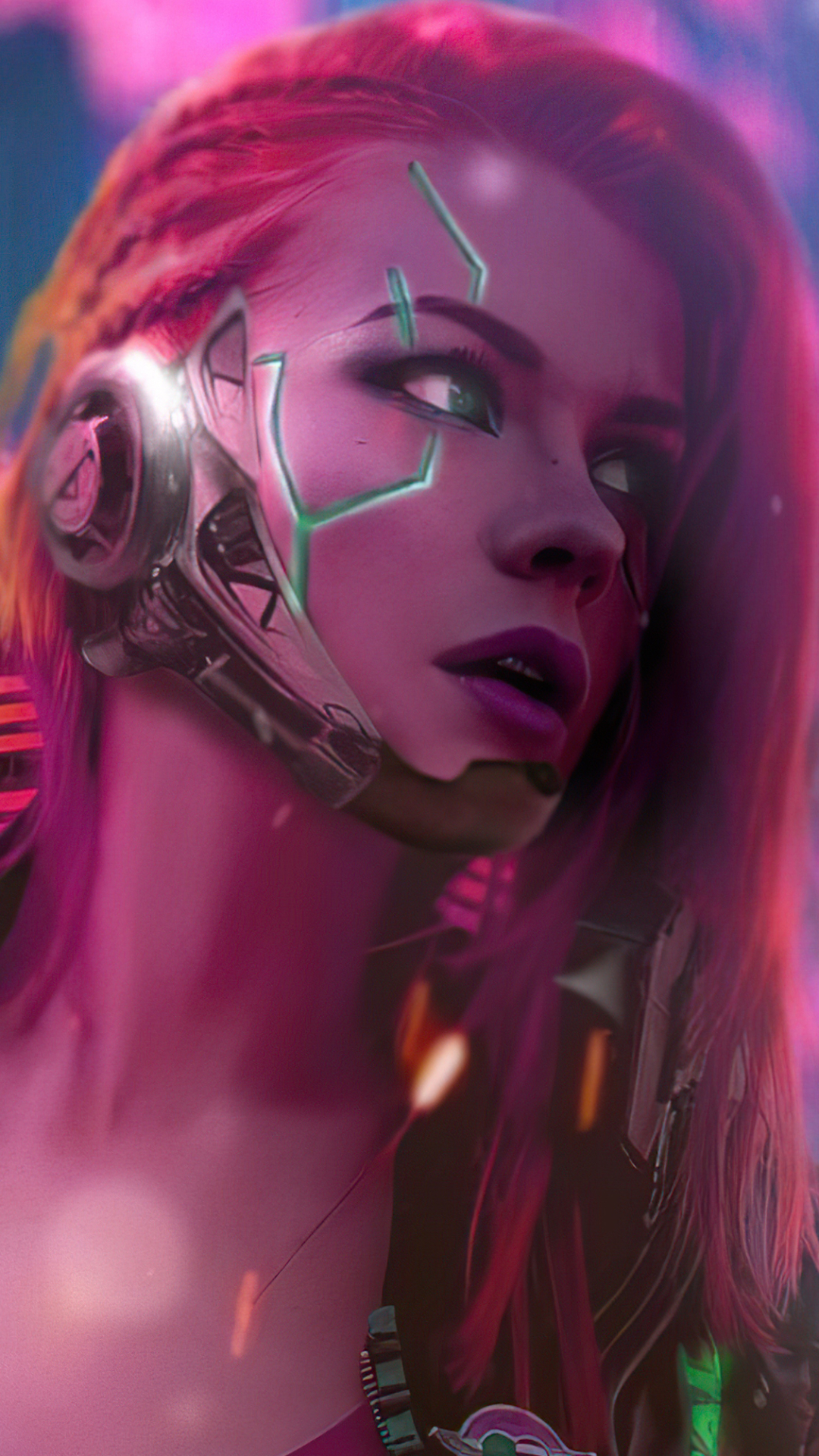 Download mobile wallpaper Cyberpunk, Sci Fi, Futuristic, Pink Hair for free.