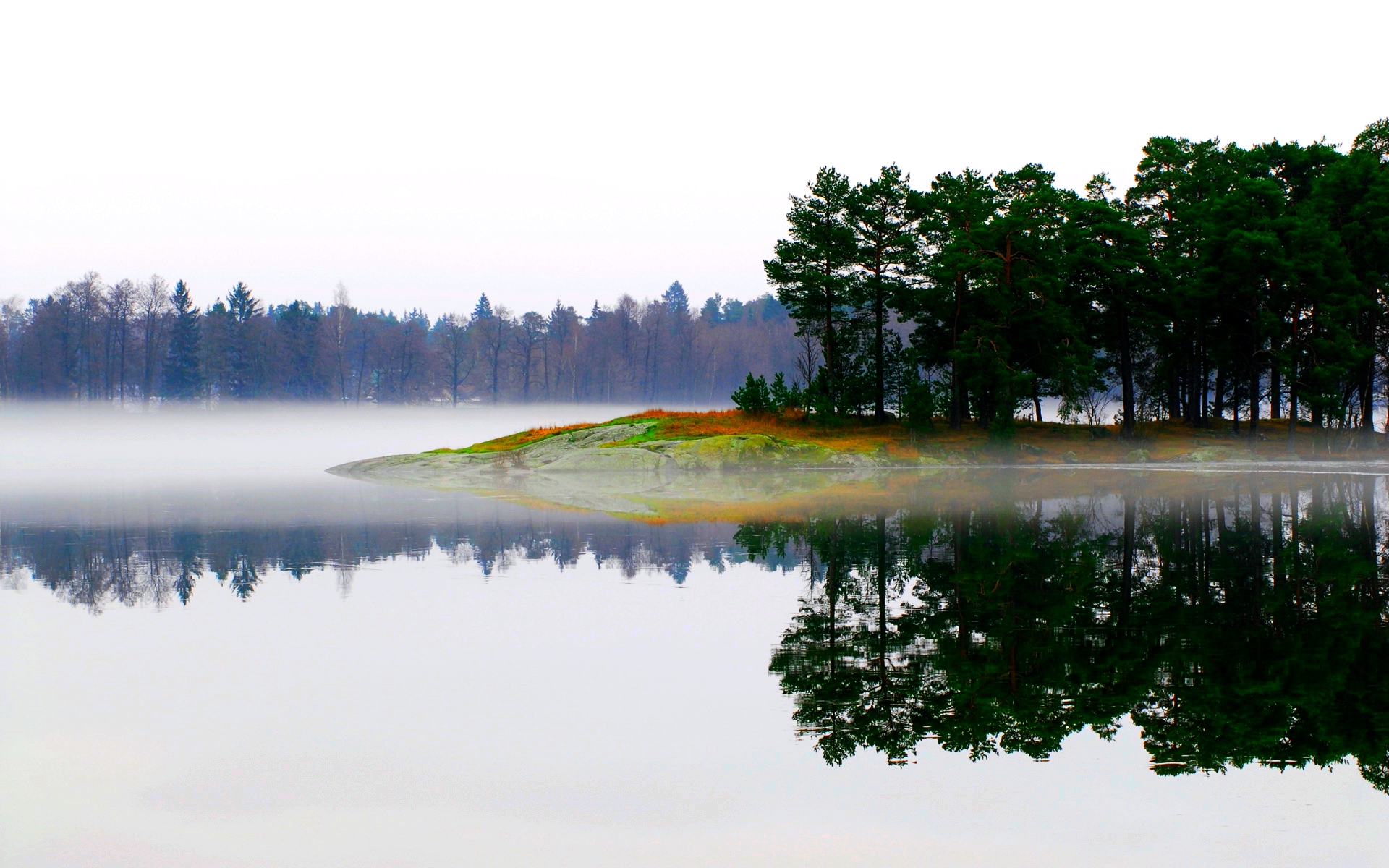 Laden Sie das Seen, See, Nebel, Erde/natur, Spiegelung-Bild kostenlos auf Ihren PC-Desktop herunter