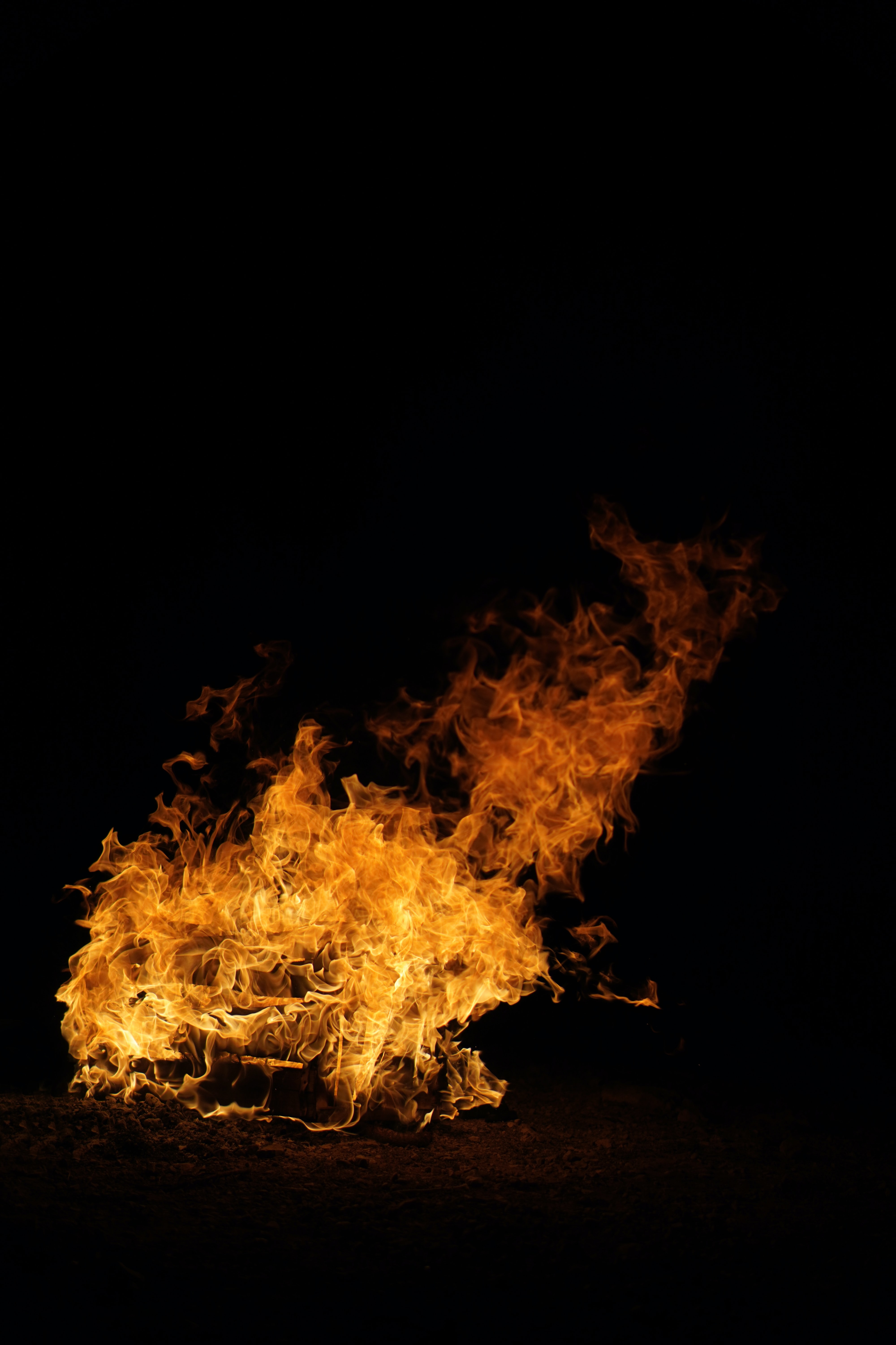 Download mobile wallpaper Flame, Bonfire, Fire, Dark for free.