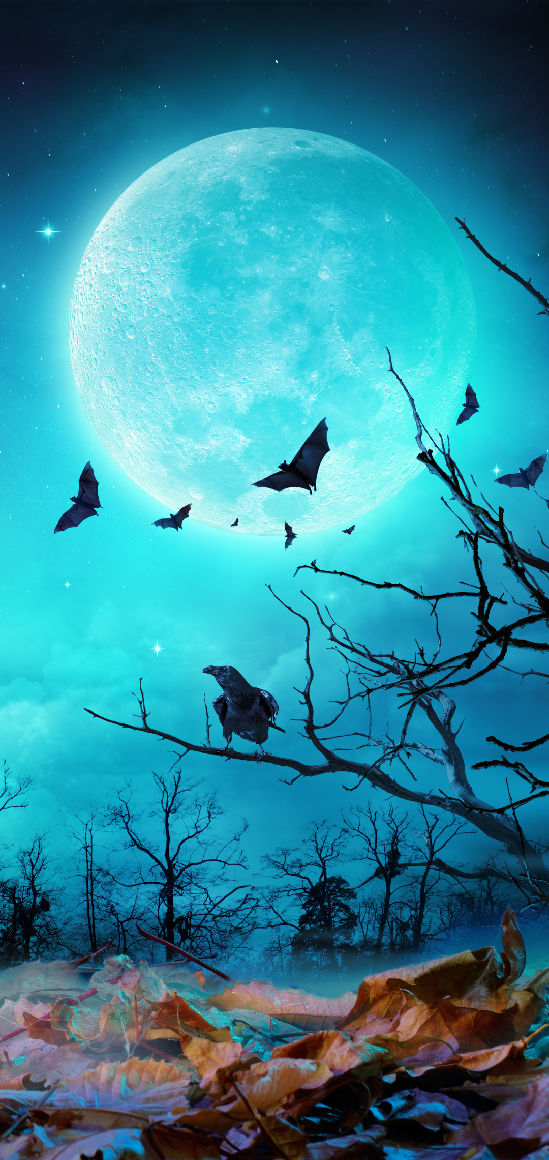 Download mobile wallpaper Halloween, Moon, Holiday for free.