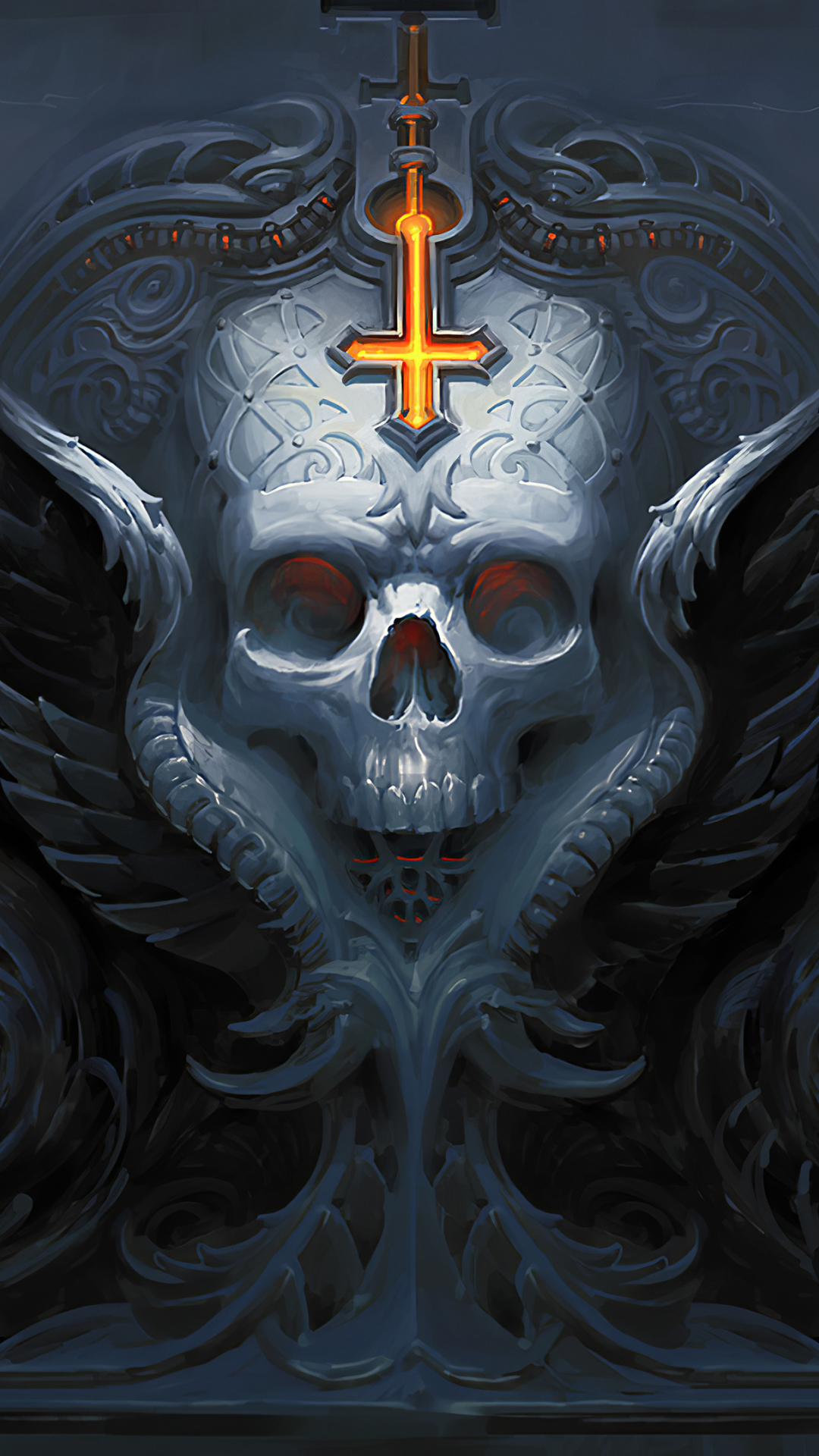 Download mobile wallpaper Dark, Skull for free.