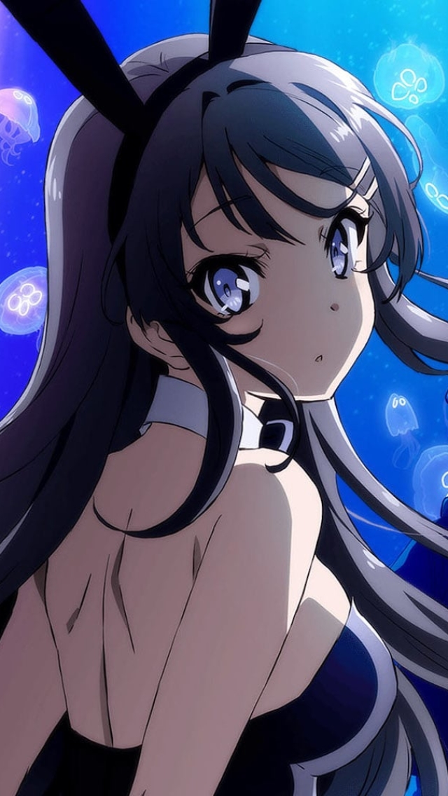 Download mobile wallpaper Anime, Blue Eyes, Black Hair, Bunny Ears, Mai Sakurajima, Rascal Does Not Dream Of Bunny Girl Senpai for free.