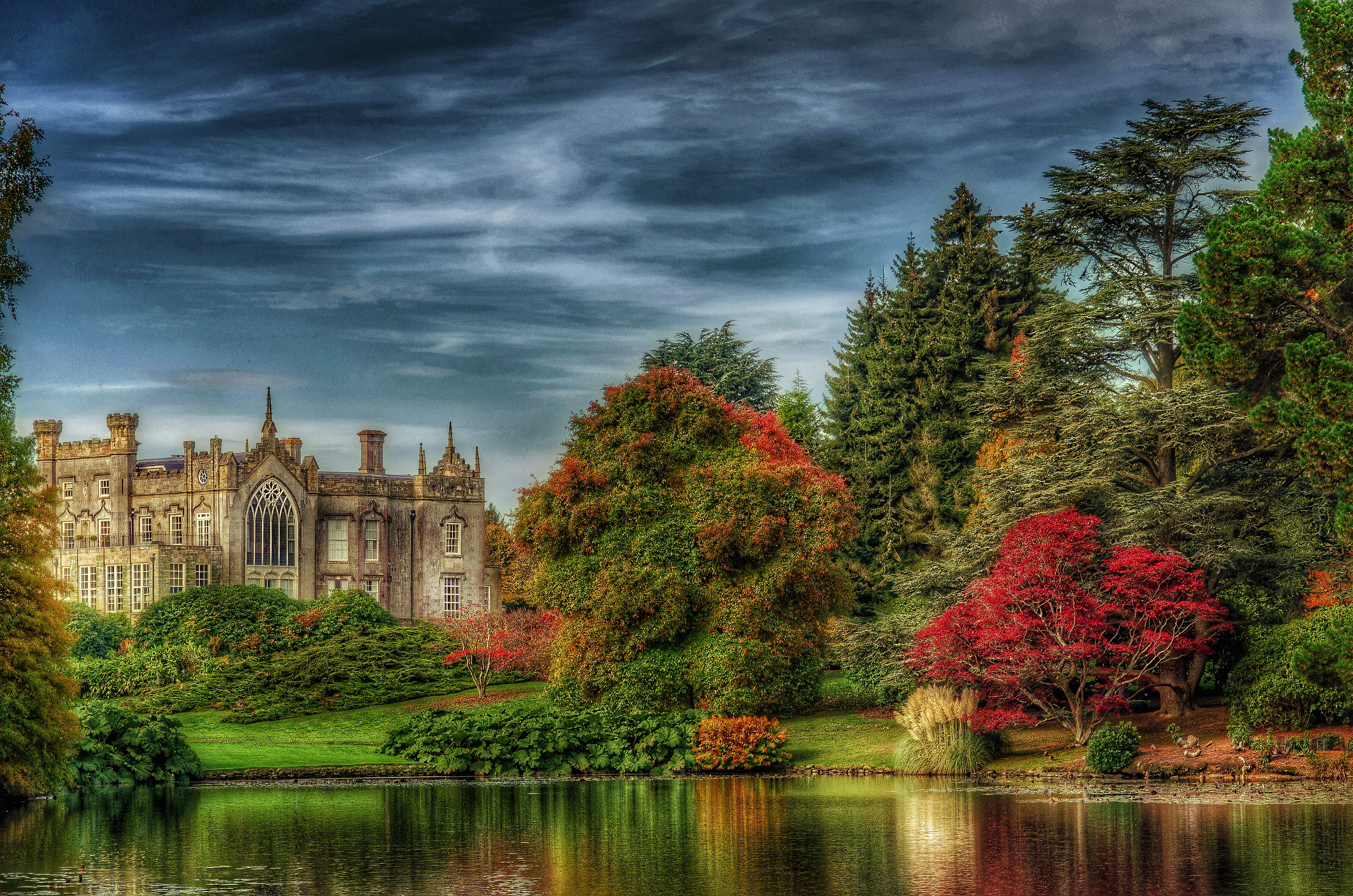 Download mobile wallpaper Pond, Palace, Mansion, England, Man Made for free.