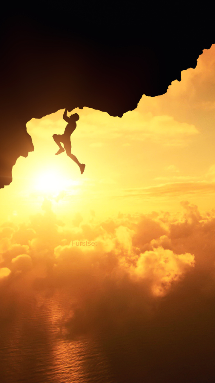 Download mobile wallpaper Sports, Sky, Sun, Silhouette, Climbing, Cloud for free.