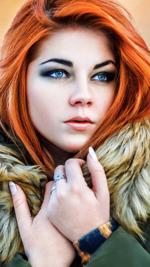 Download mobile wallpaper Redhead, Face, Model, Women, Blue Eyes for free.