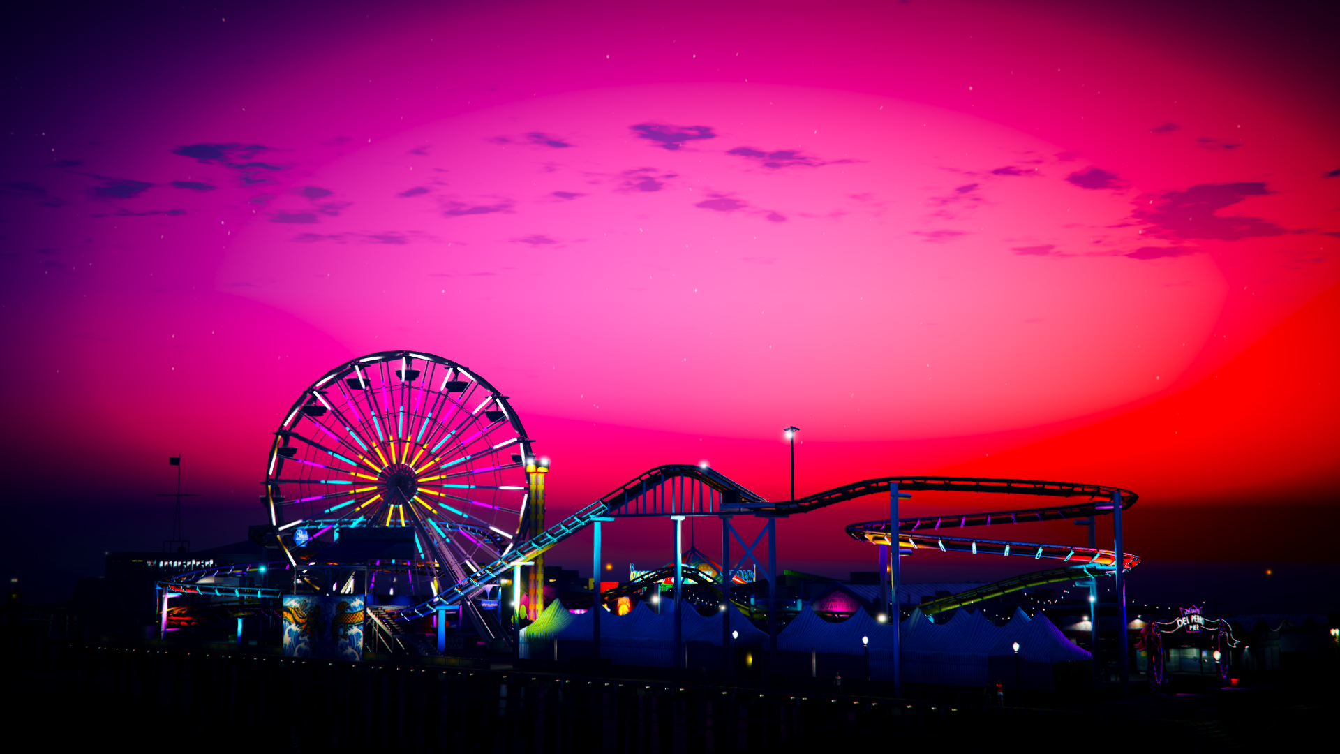 video game, grand theft auto v, pink, roller coaster, grand theft auto