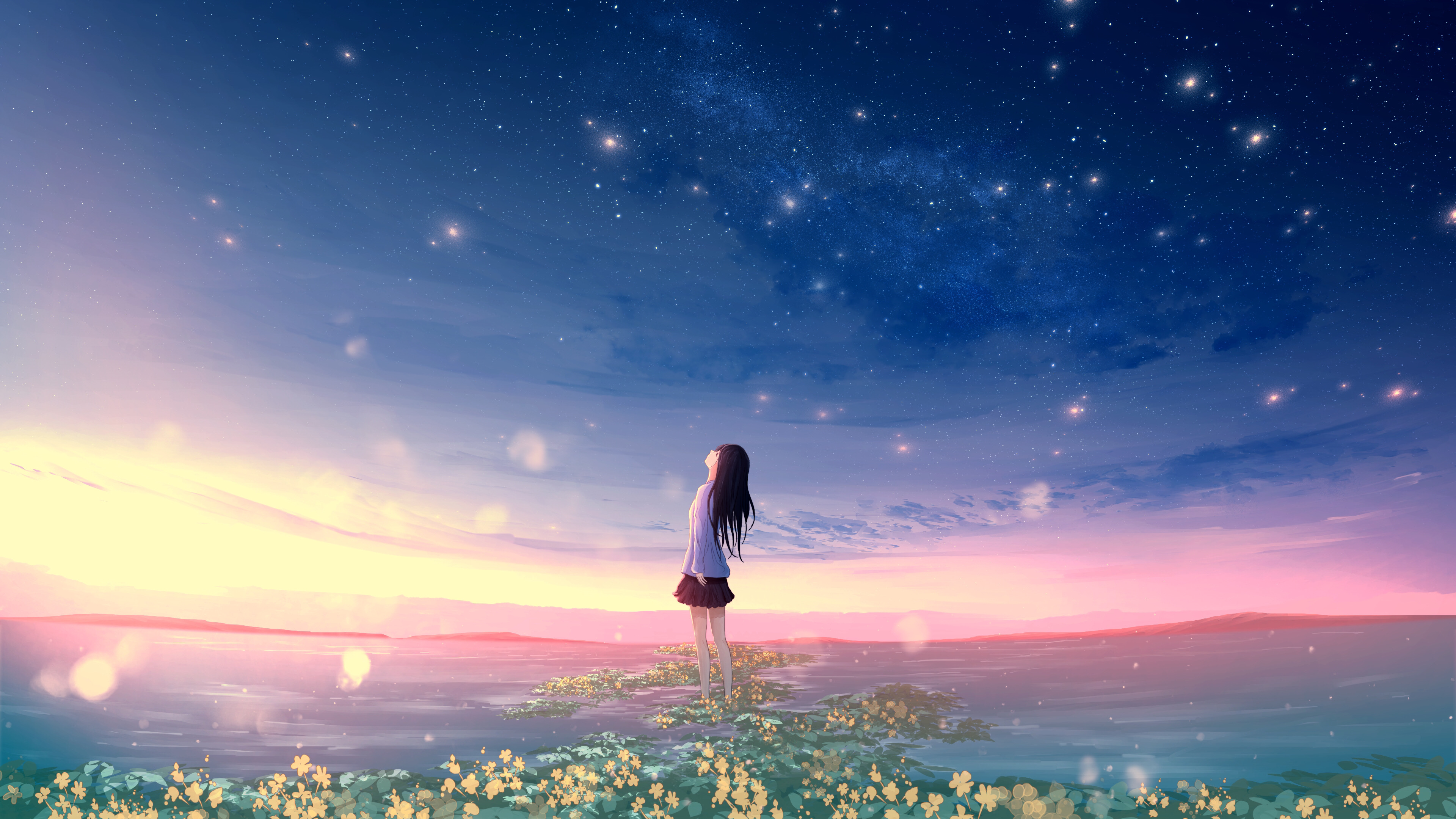 Free download wallpaper Anime, Sky, Girl on your PC desktop