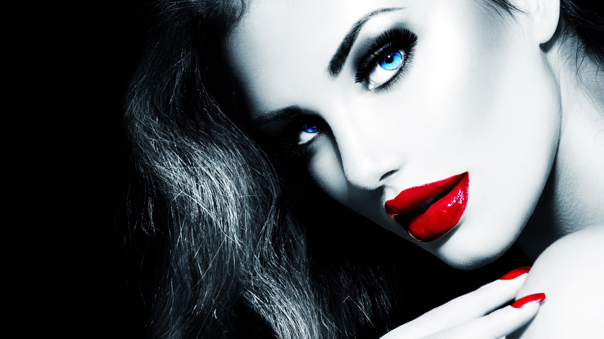 women, model, anna subbotina, blue eyes, face, lipstick