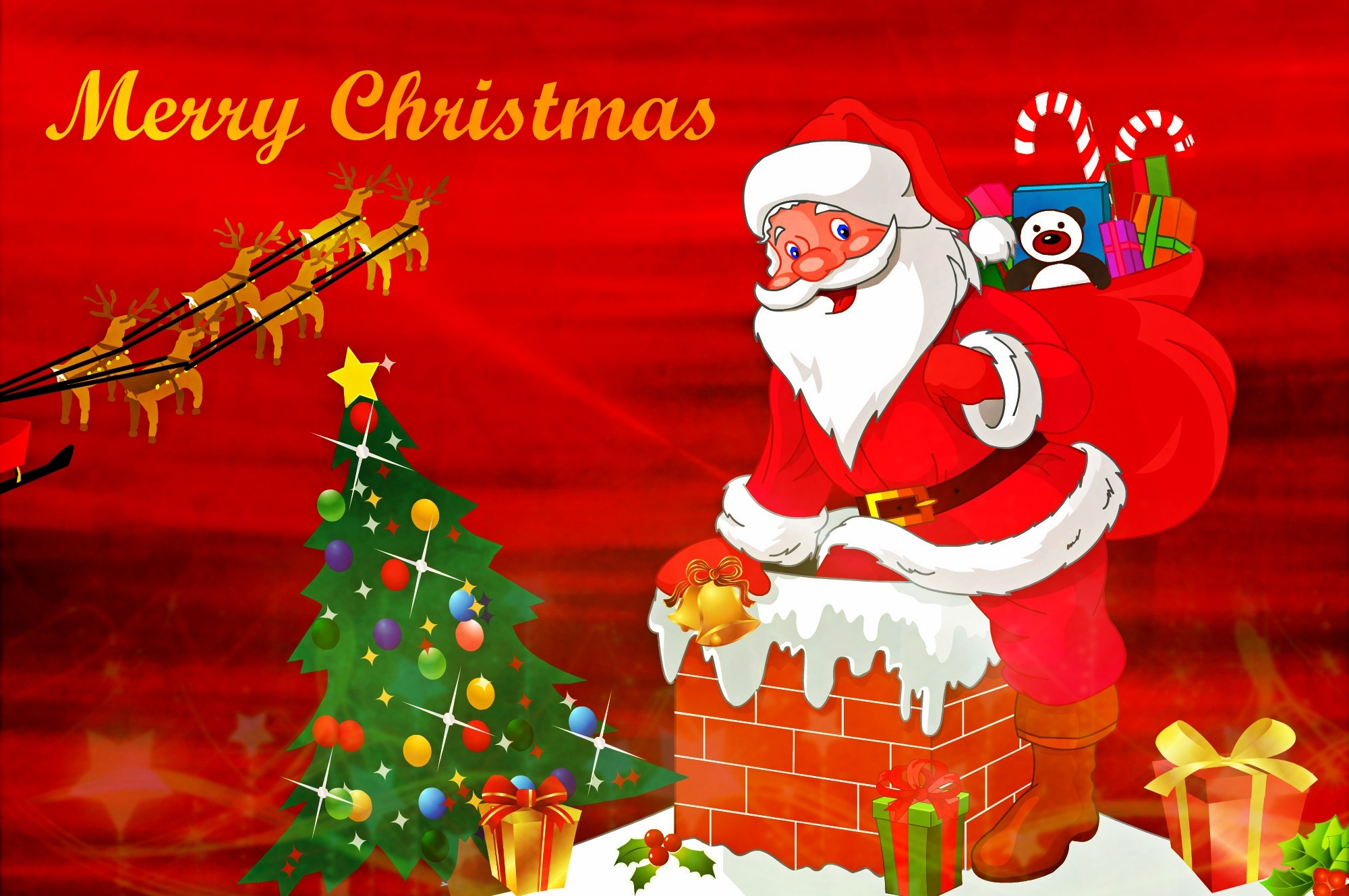 Free download wallpaper Christmas, Holiday, Christmas Tree, Santa, Merry Christmas on your PC desktop
