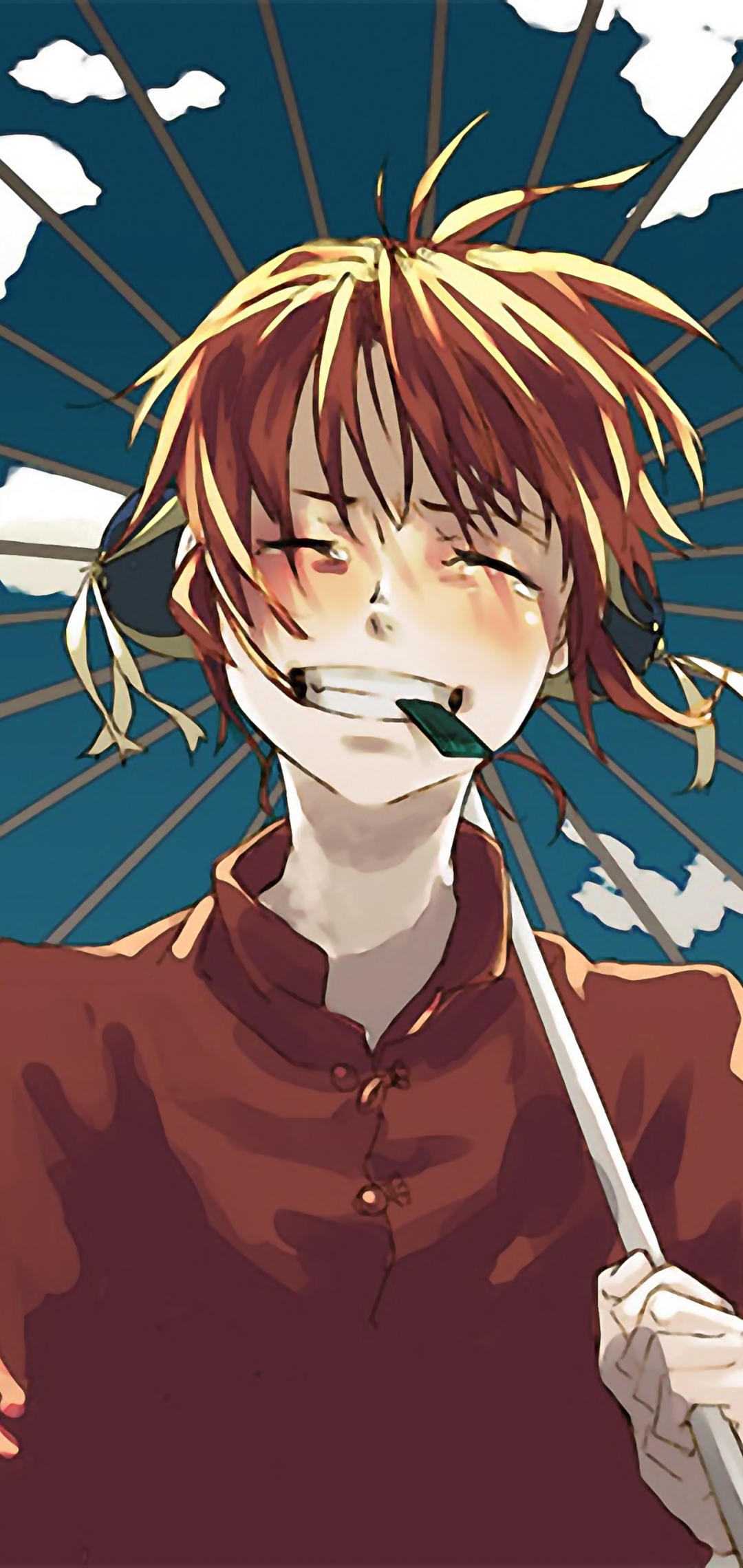Download mobile wallpaper Anime, Umbrella, Orange Hair, Gintama, Kagura (Gintama), Crying for free.