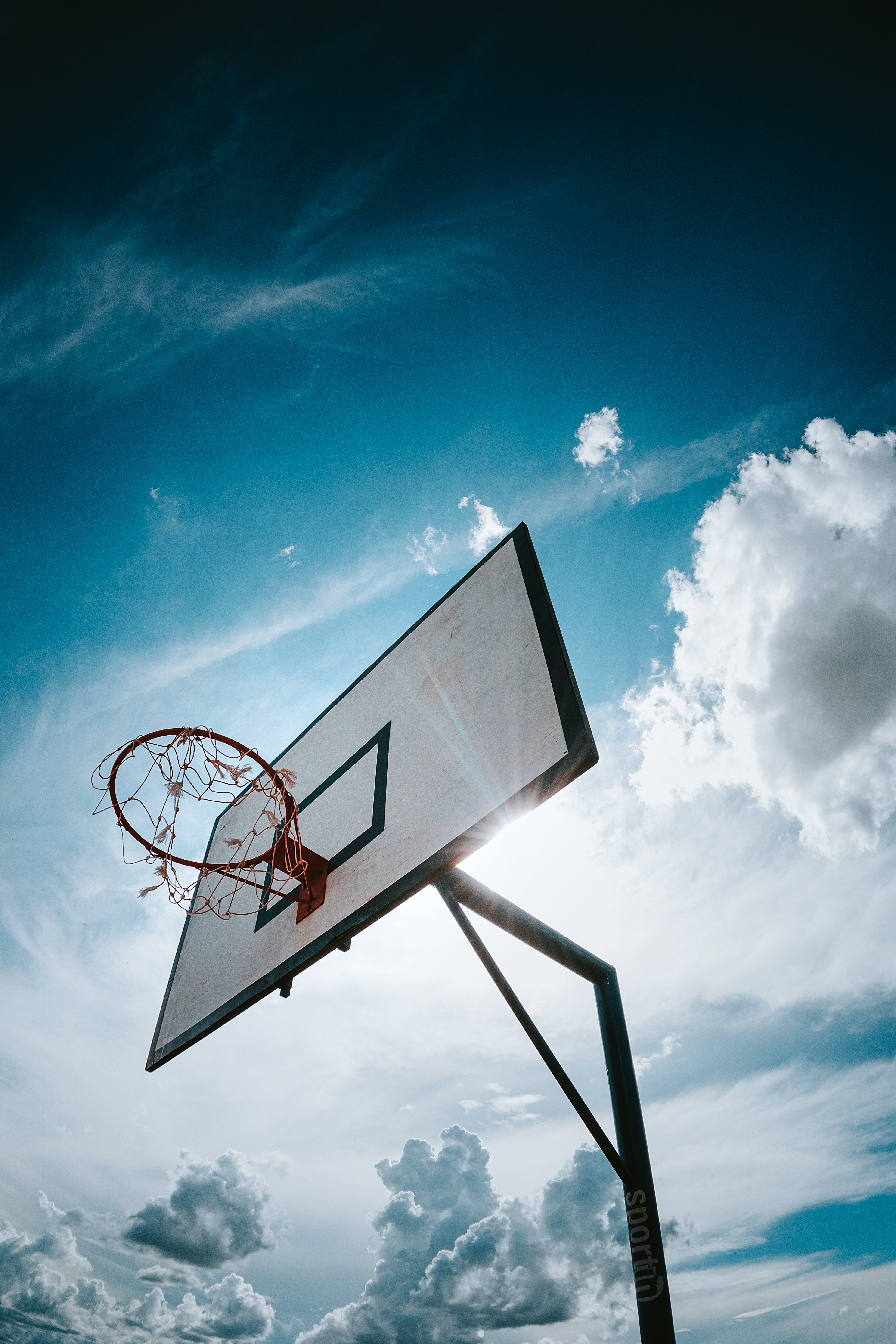 basketball hoop, sports, sun, basketball, clouds, basketball ring