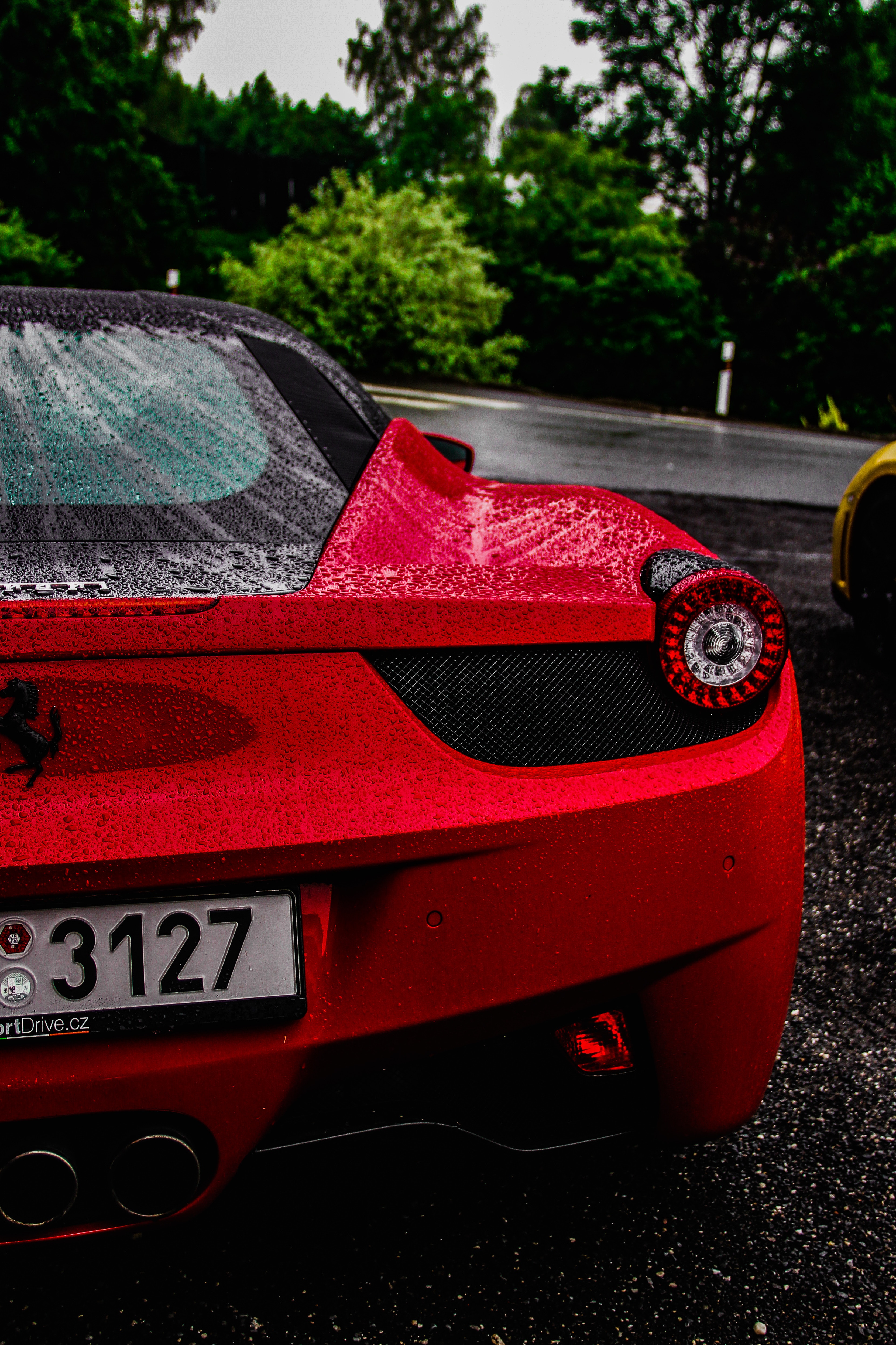 Download mobile wallpaper Ferrari, Cars, Moisture, Drops, Sports, Sports Car for free.