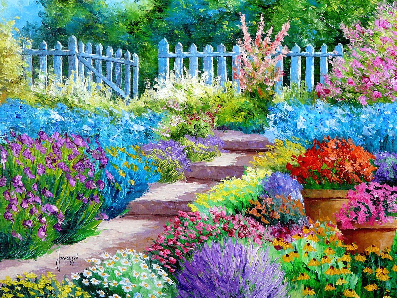 Baixe gratuitamente a imagem Flor, Planta, Cores, Cerca, Jardim, Colorido, Pintura, Primavera, Artistico na área de trabalho do seu PC