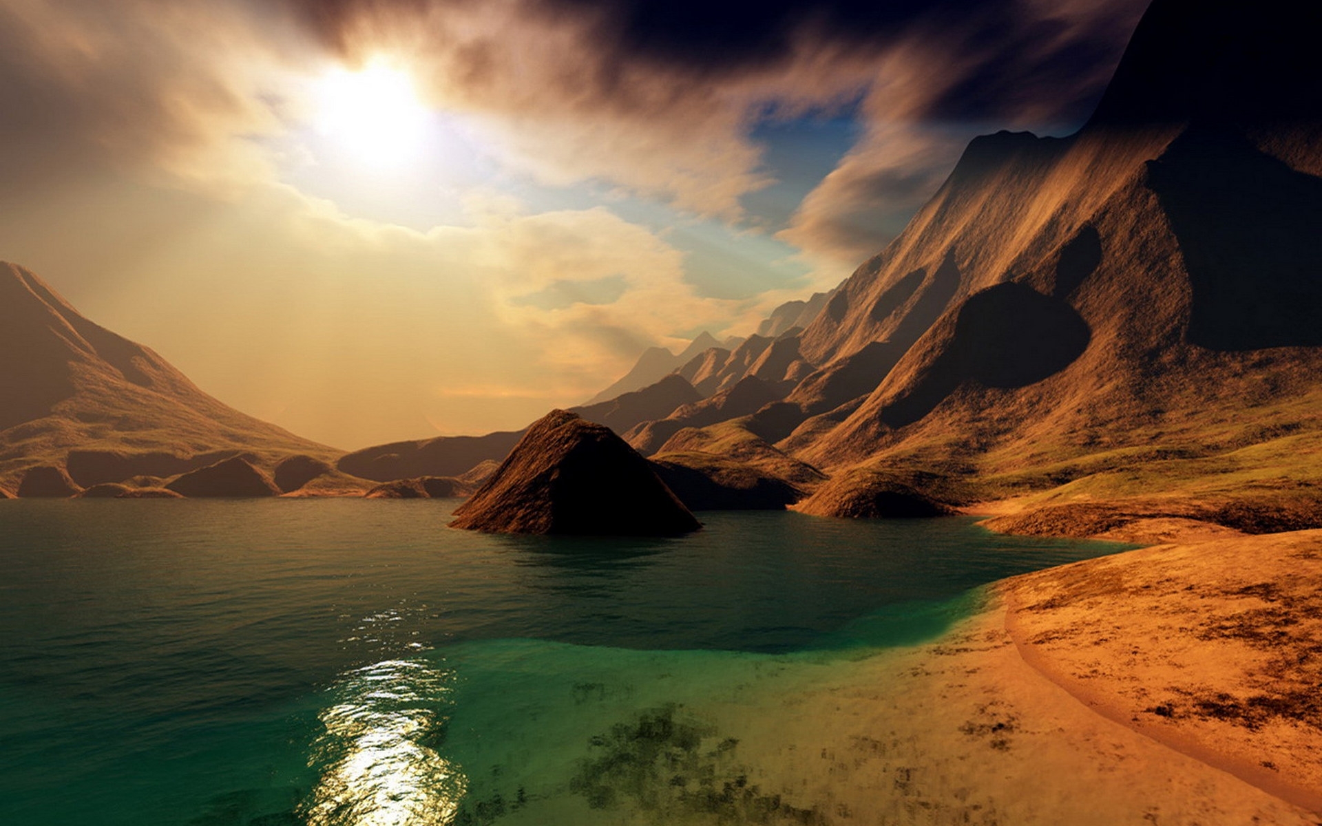 Laden Sie das Mountains, Sea, Landschaft-Bild kostenlos auf Ihren PC-Desktop herunter