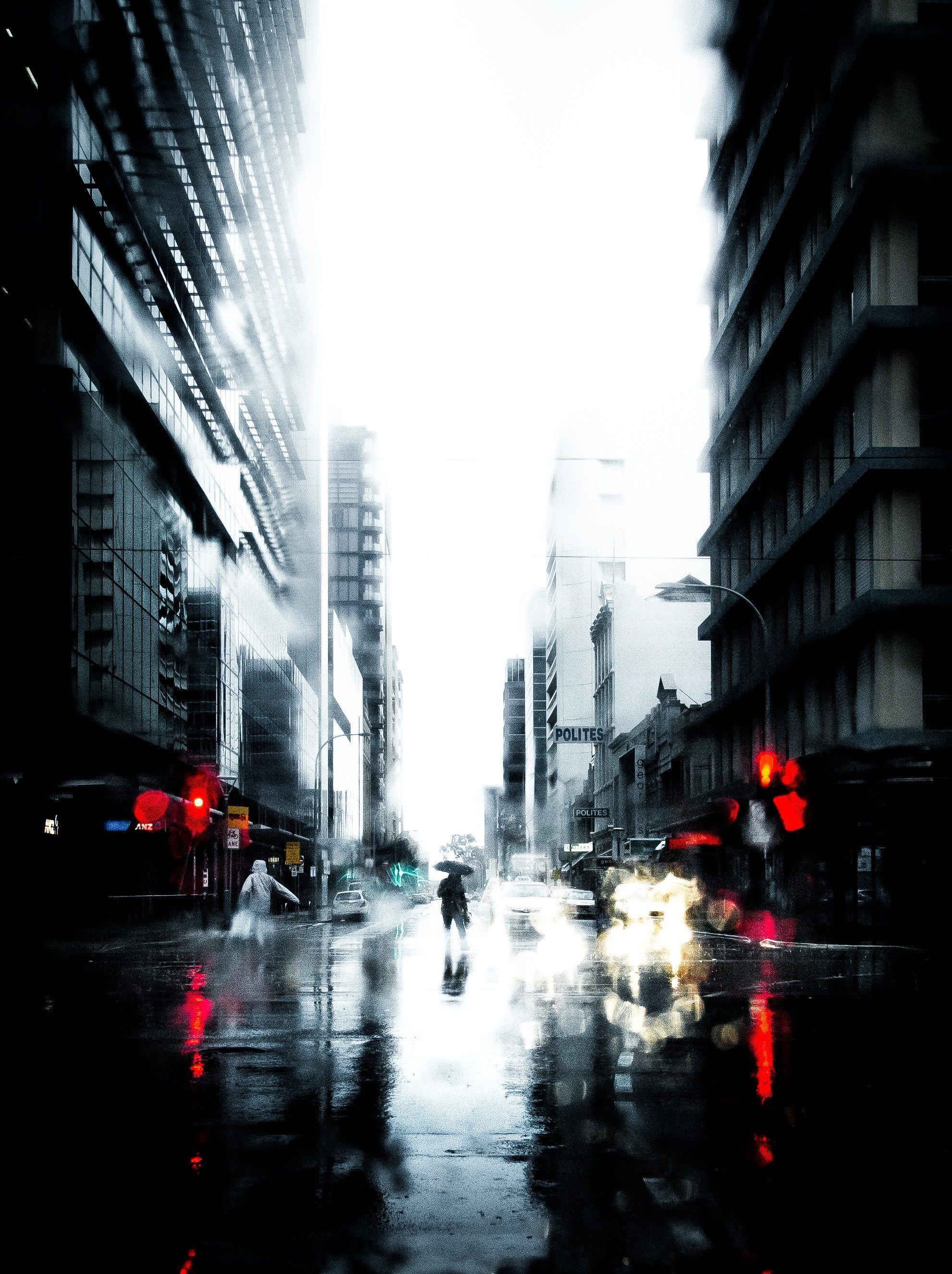 Download mobile wallpaper Silhouette, Loneliness, City, Cities, Rain for free.