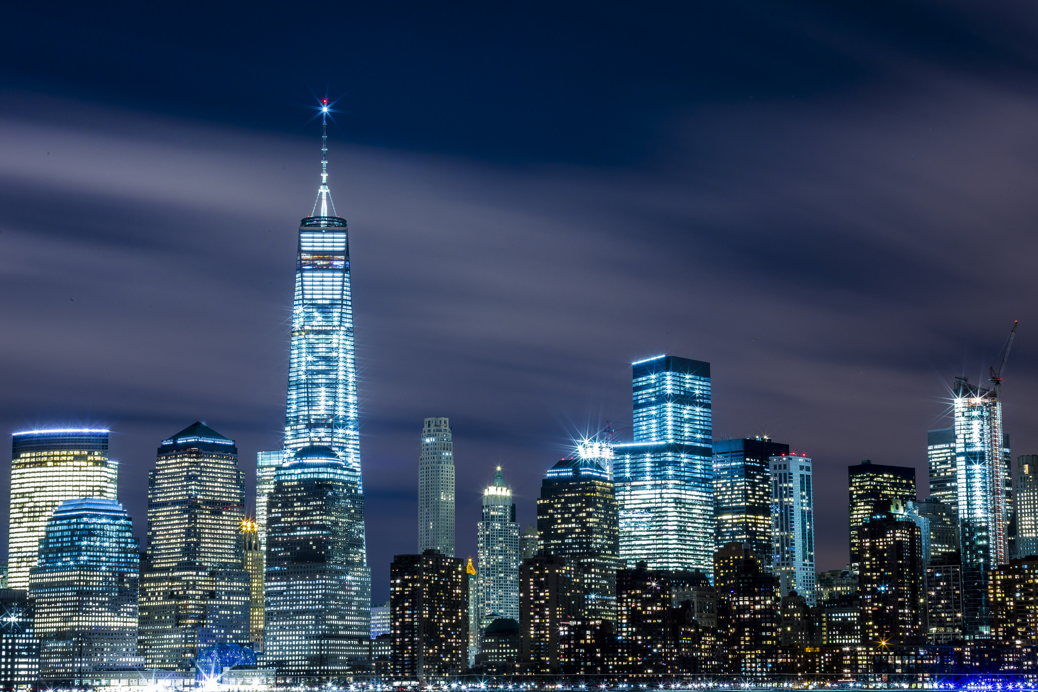 Download mobile wallpaper Night, Usa, City, Skyscraper, Building, New York, Man Made, One World Trade Center for free.