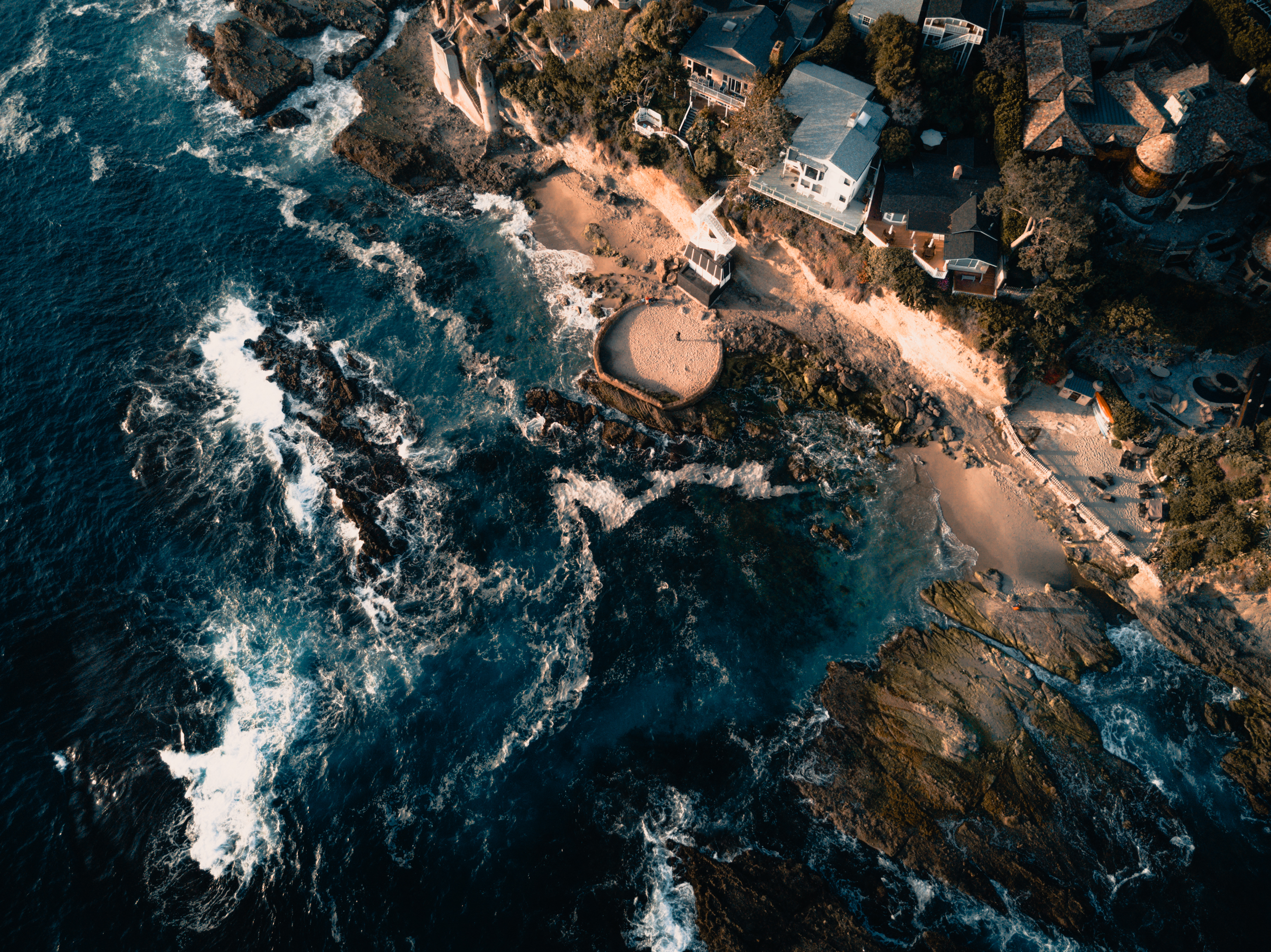 Free download wallpaper Nature, Sea, Building, View From Above, Surf on your PC desktop