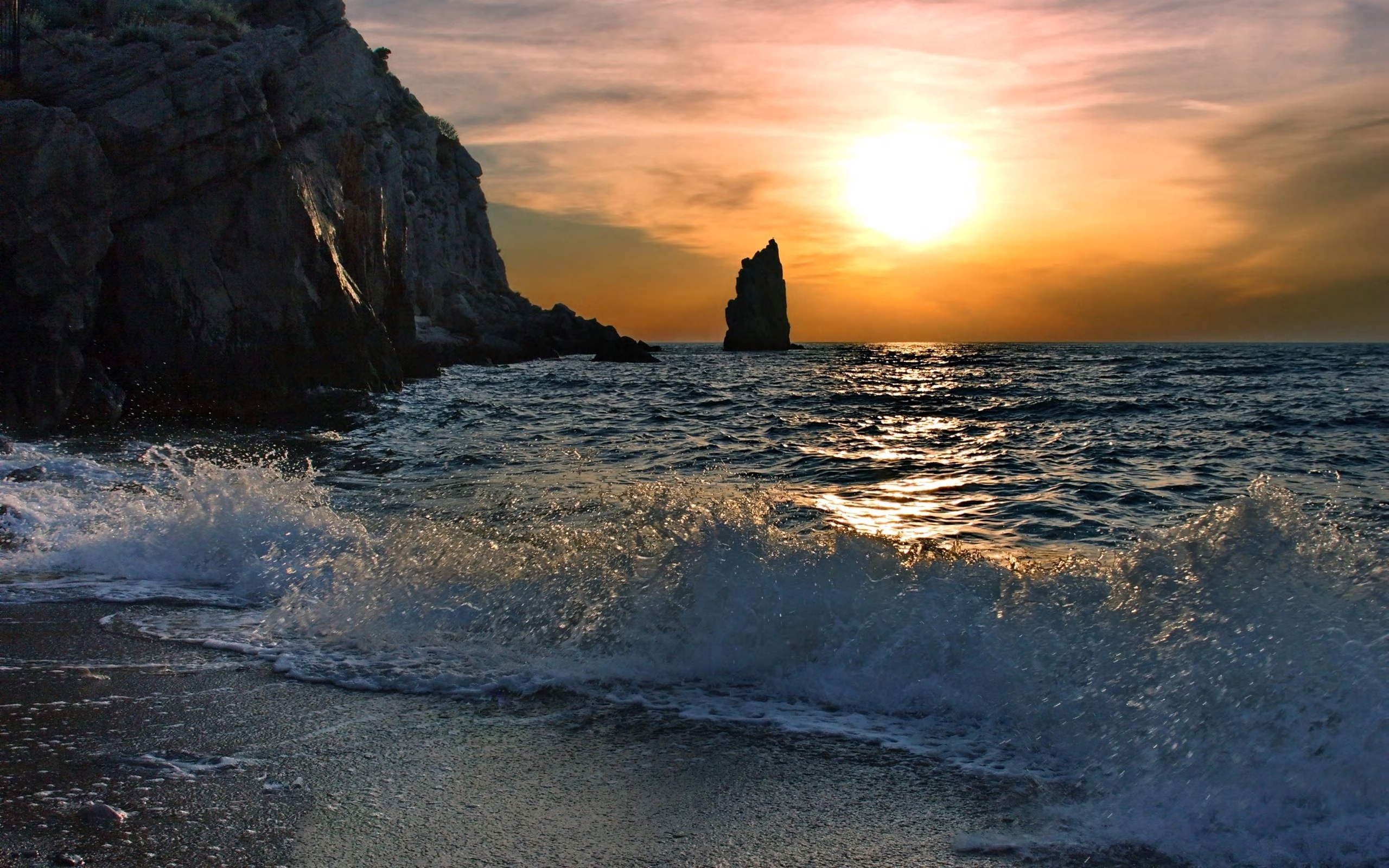 Free download wallpaper Sunset, Beach, Horizon, Ocean, Earth, Wave on your PC desktop