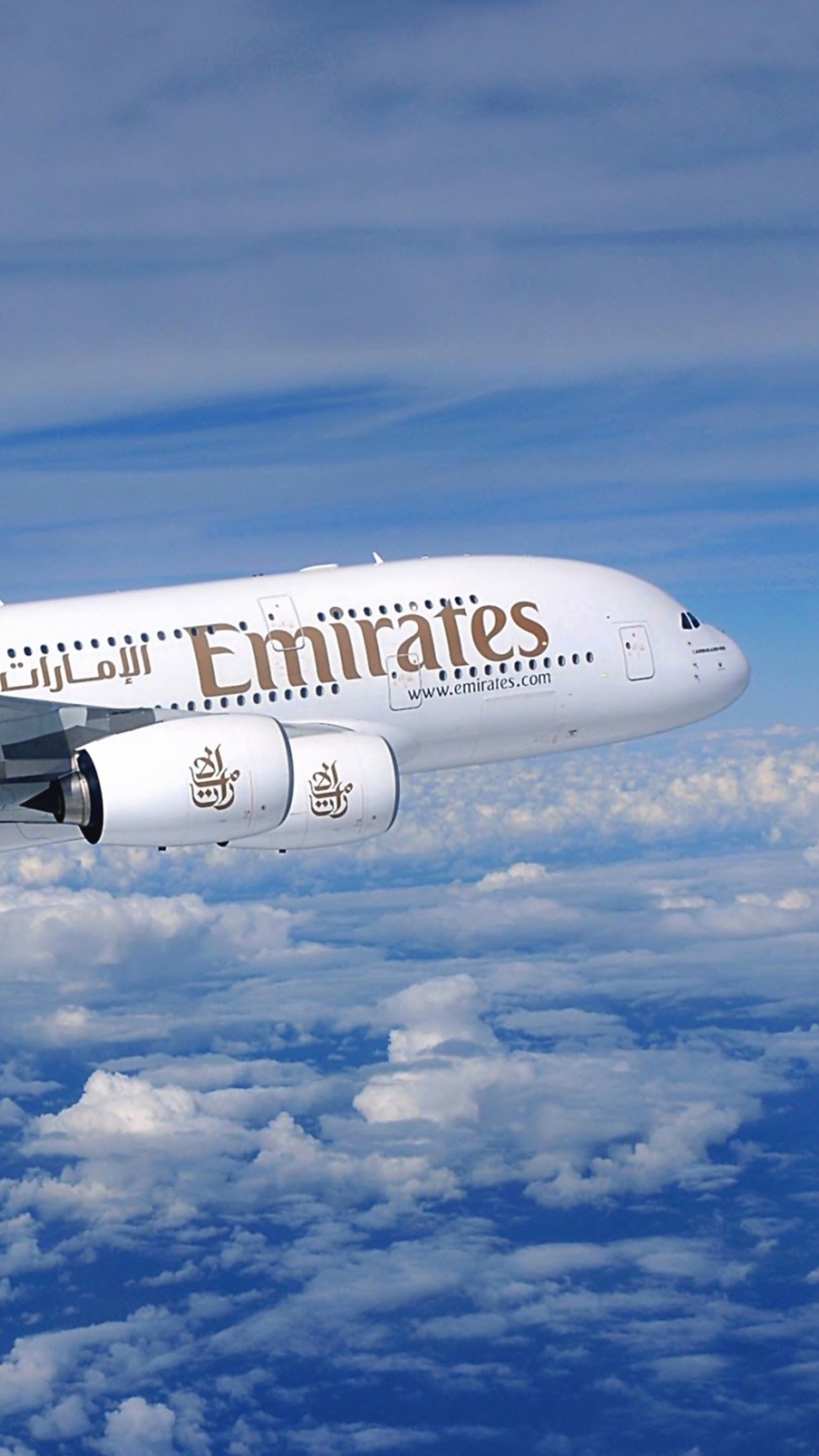 Téléchargez des papiers peints mobile Avions, Avion, Nuage, Véhicules, Airbus A380, Emirats gratuitement.