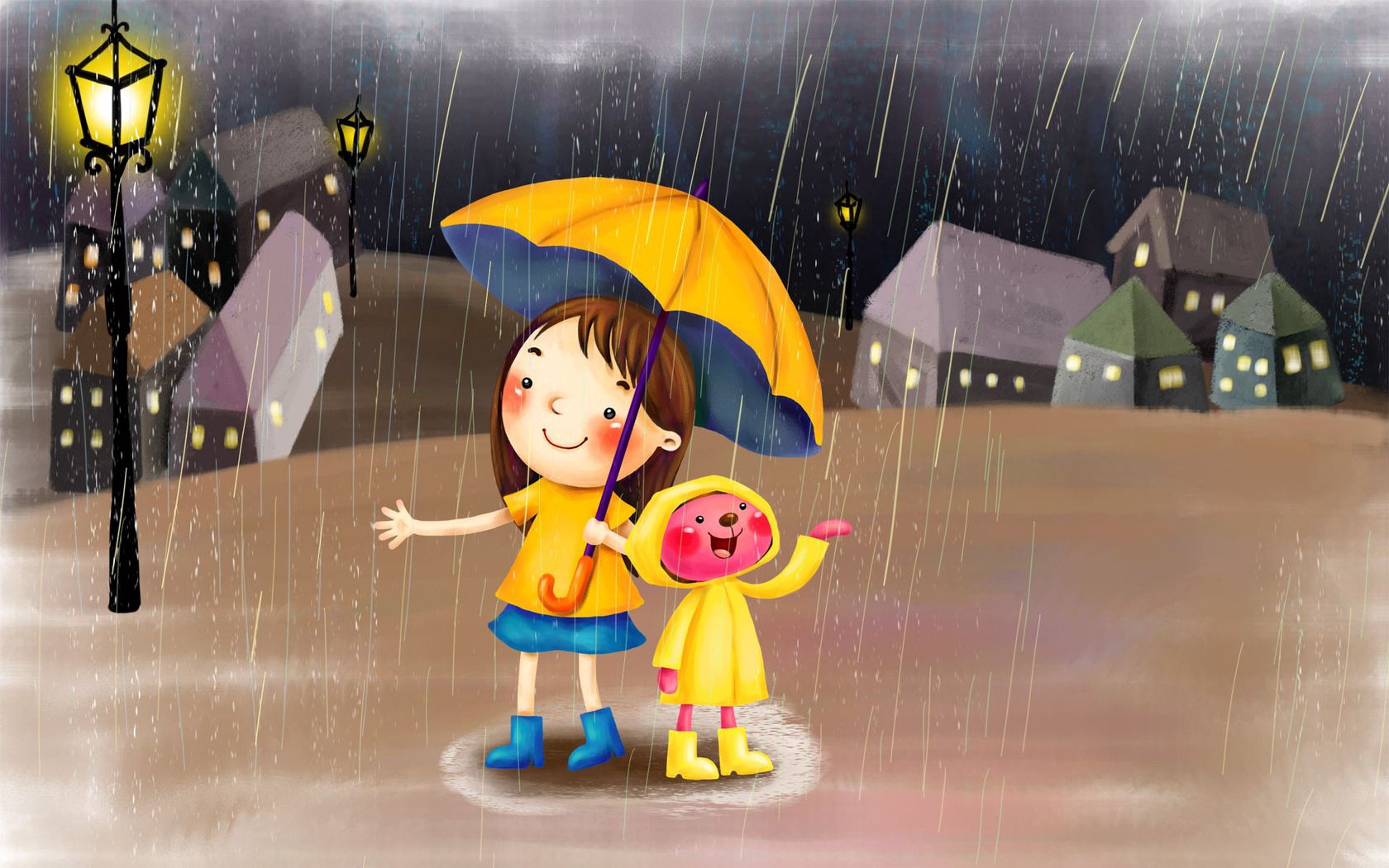 android umbrella, rain, miscellanea, miscellaneous, lamp, lantern