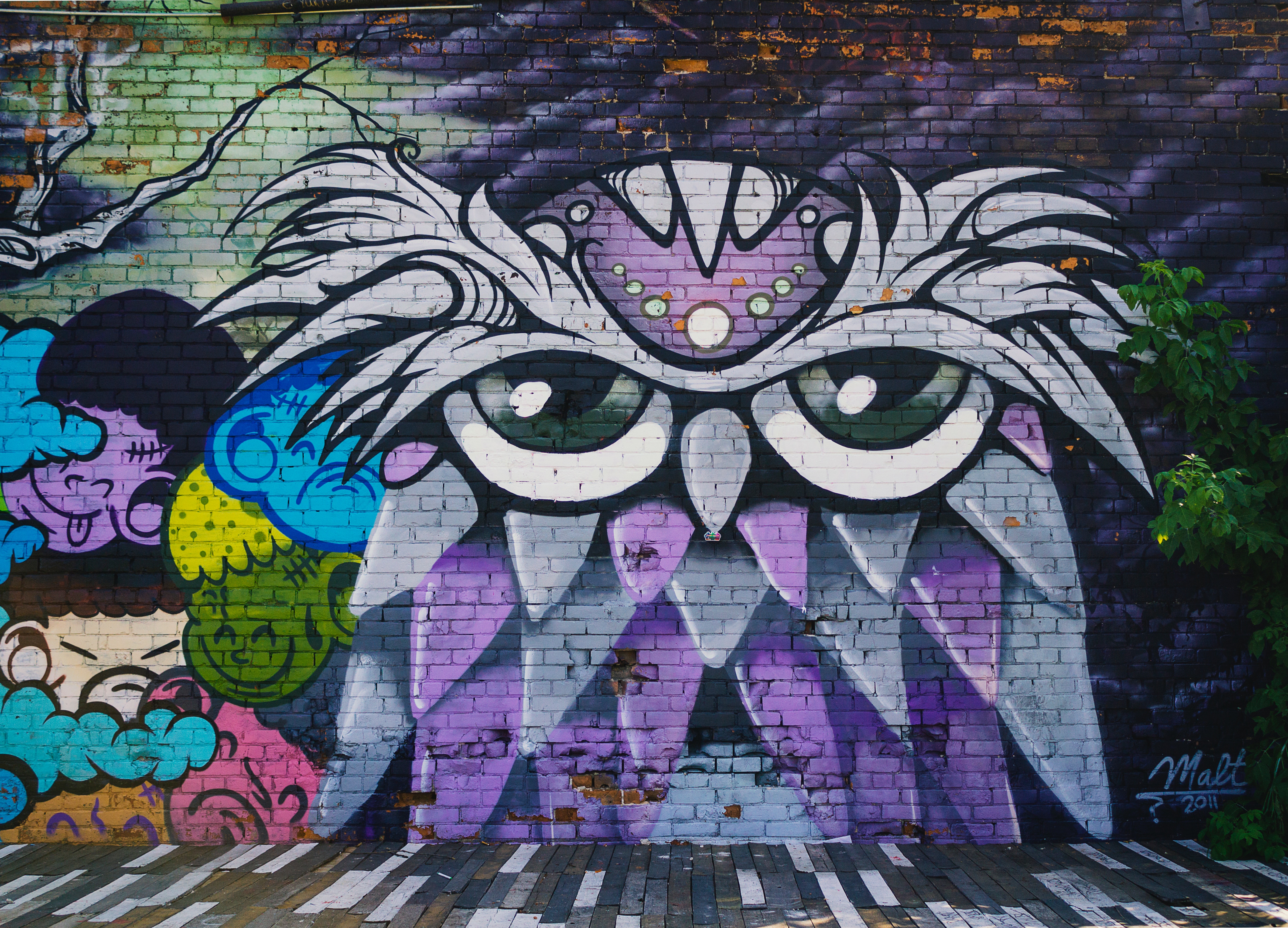 graffiti, street art, art, owl, wall FHD, 4K, UHD