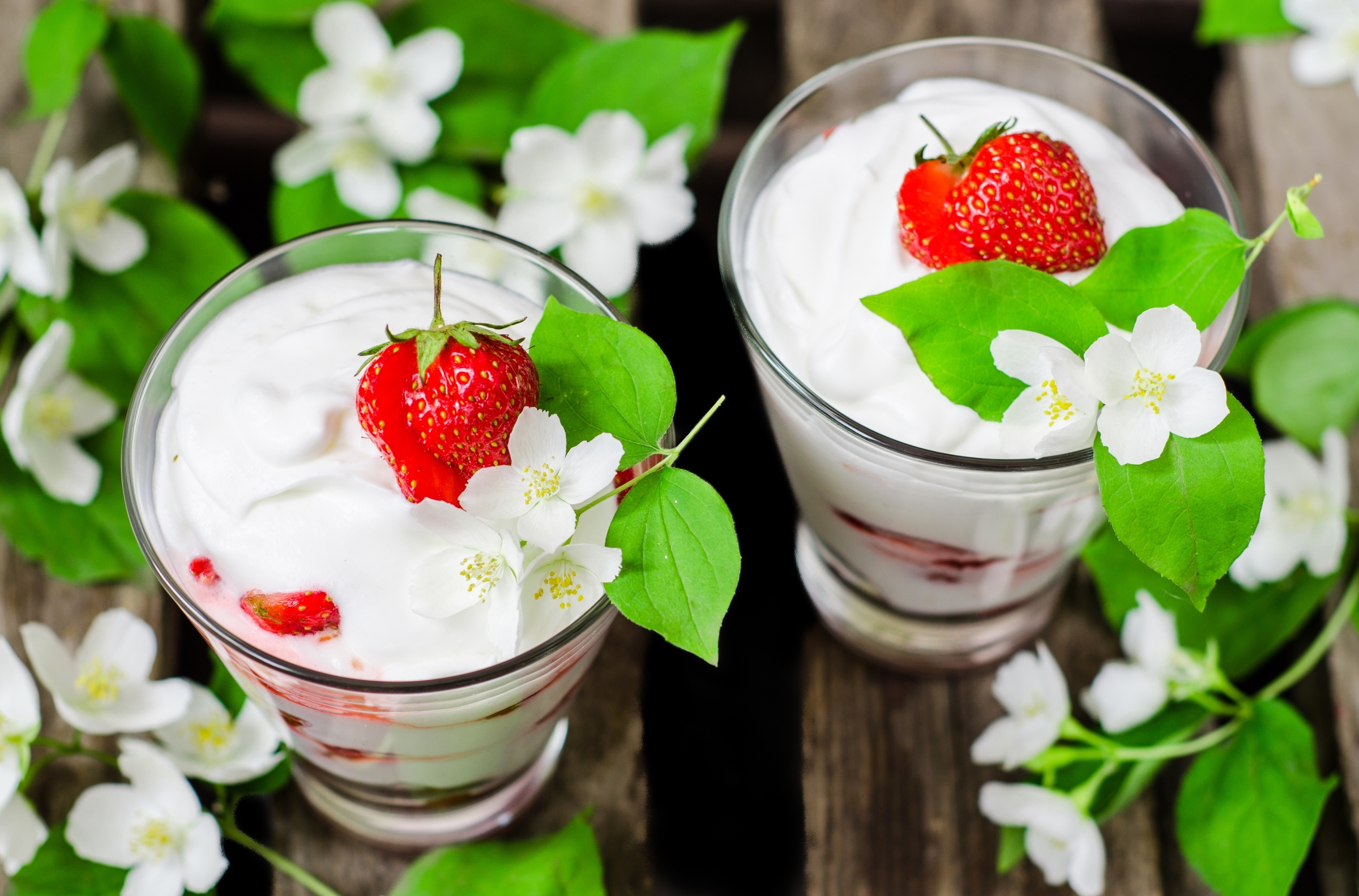 Download mobile wallpaper Food, Strawberry, Dessert, Yogurt for free.