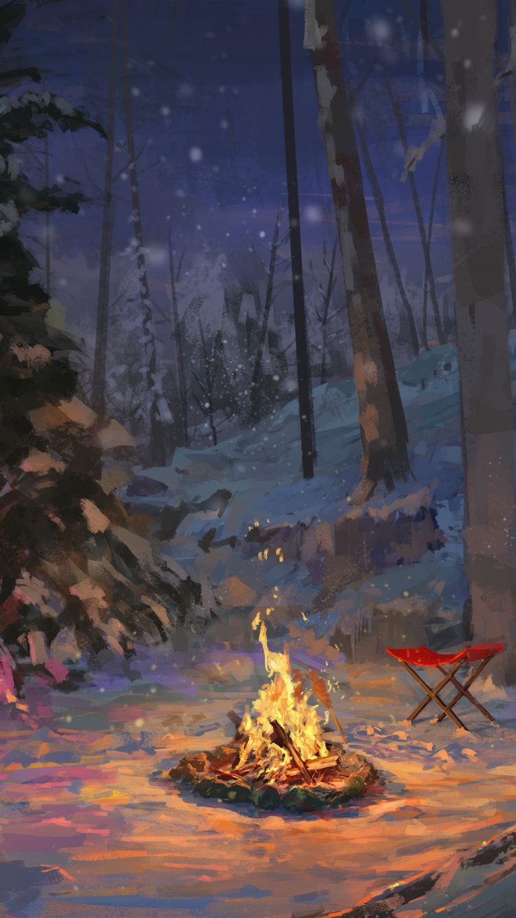 Download mobile wallpaper Night, Artistic, Camping, Camp Fire for free.