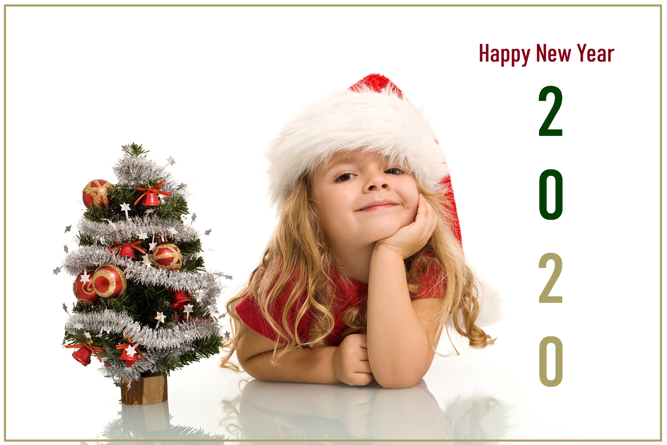 PCデスクトップにクリスマスツリー, 子, ホリデー, サンタハット, あけましておめでとう, 2020年新年画像を無料でダウンロード