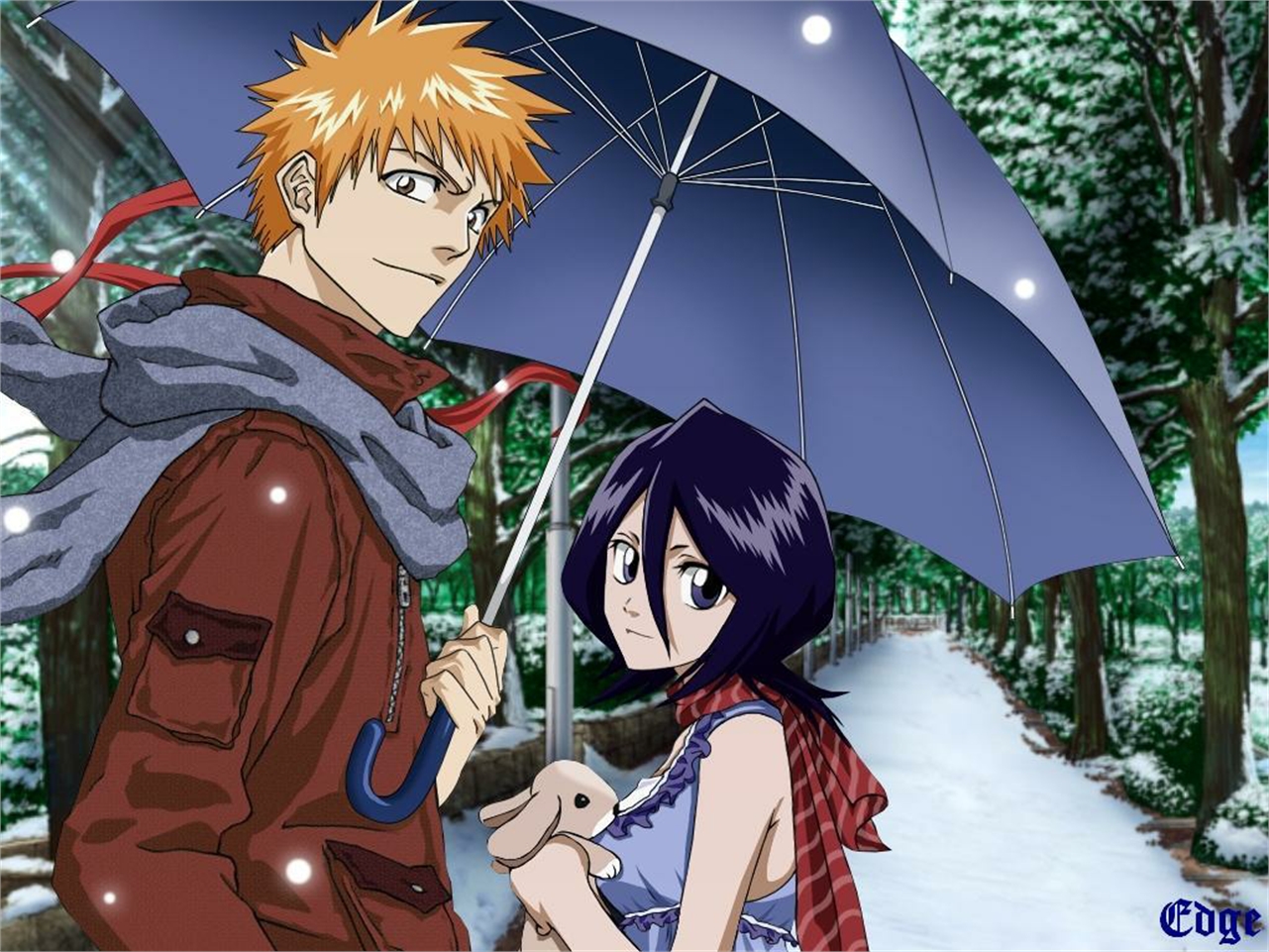 Download mobile wallpaper Anime, Bleach, Rukia Kuchiki, Ichigo Kurosaki for free.