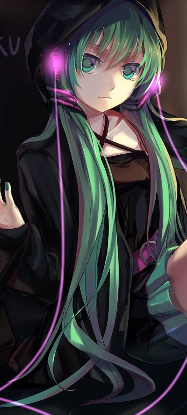 Handy-Wallpaper Kopfhörer, Vocaloid, Grüne Haare, Grüne Augen, Hatsune Miku, Animes, Lange Haare kostenlos herunterladen.