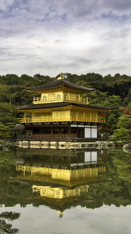 Descarga gratuita de fondo de pantalla para móvil de Japón, Templos, Kioto, Religioso, Kinkaku Ji, El Templo Del Pabellón Dorado.