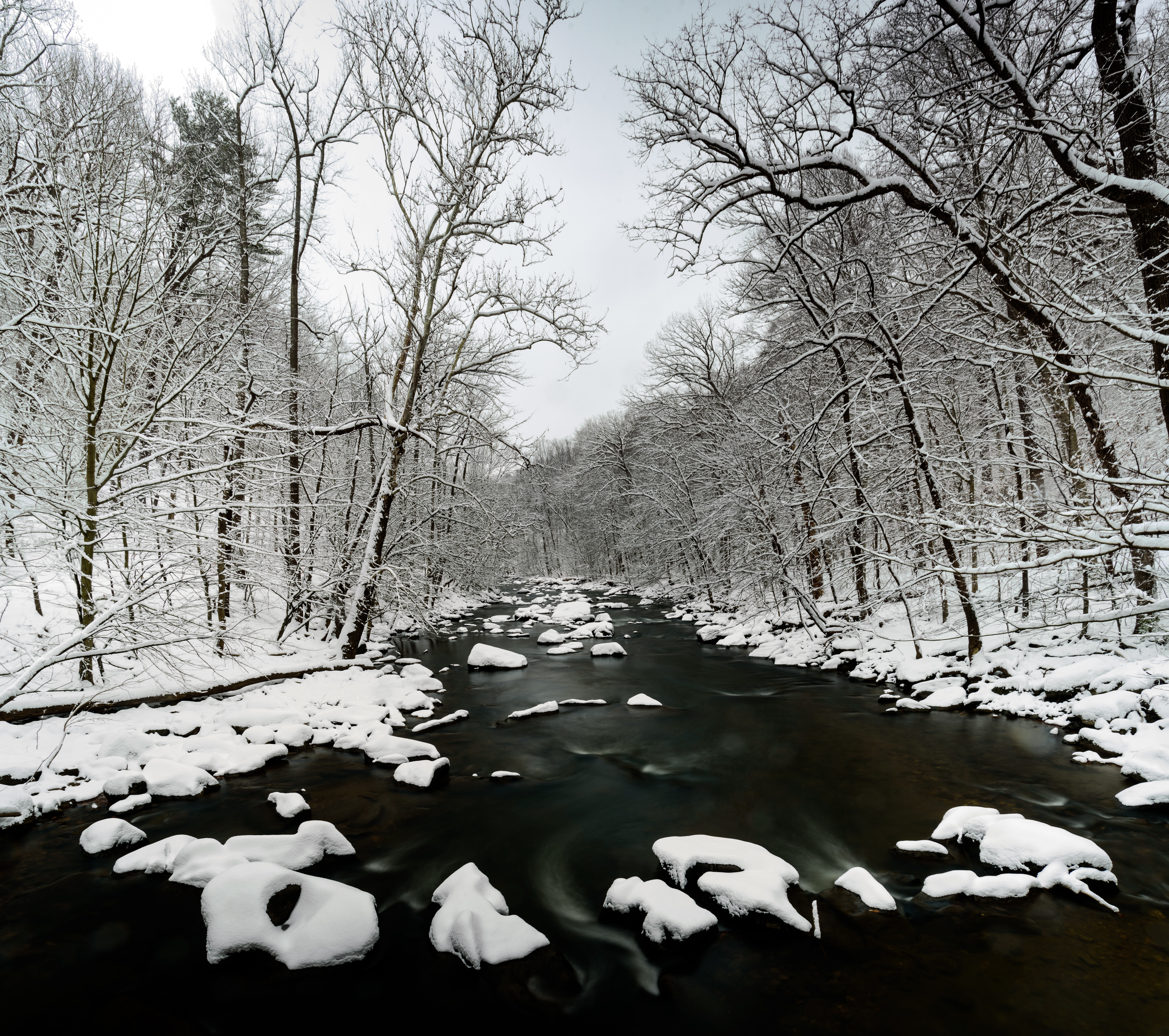 Free download wallpaper Winter, Snow, Water, Rivers, Nature, Trees on your PC desktop