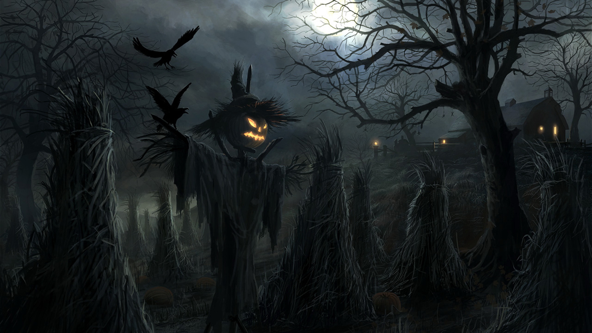 575511 скачать обои ужастик, ночь, хеллоуин, тьма, пугало - заставки и картинки бесплатно