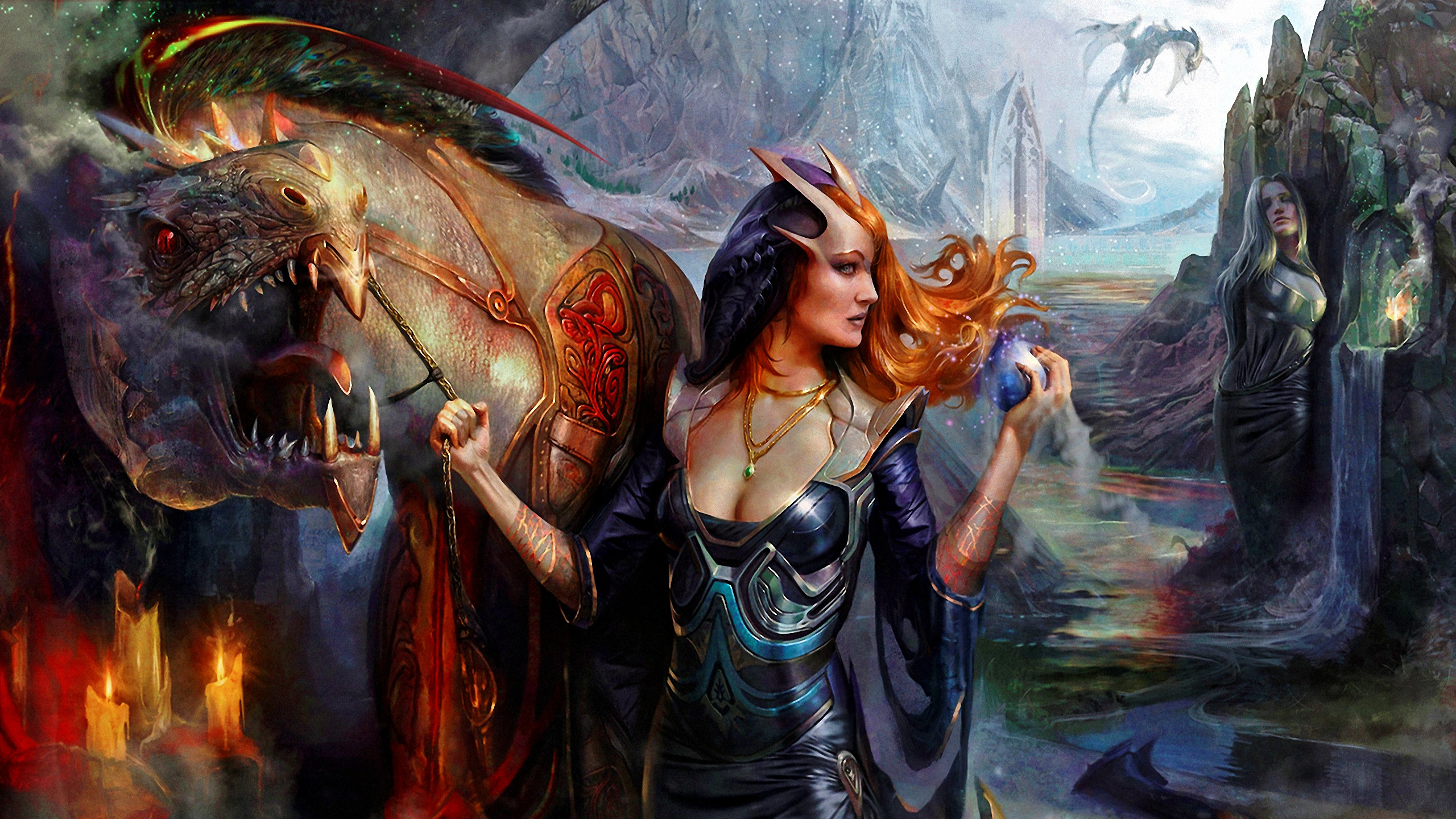 Download mobile wallpaper Fantasy, Dragon, Women for free.