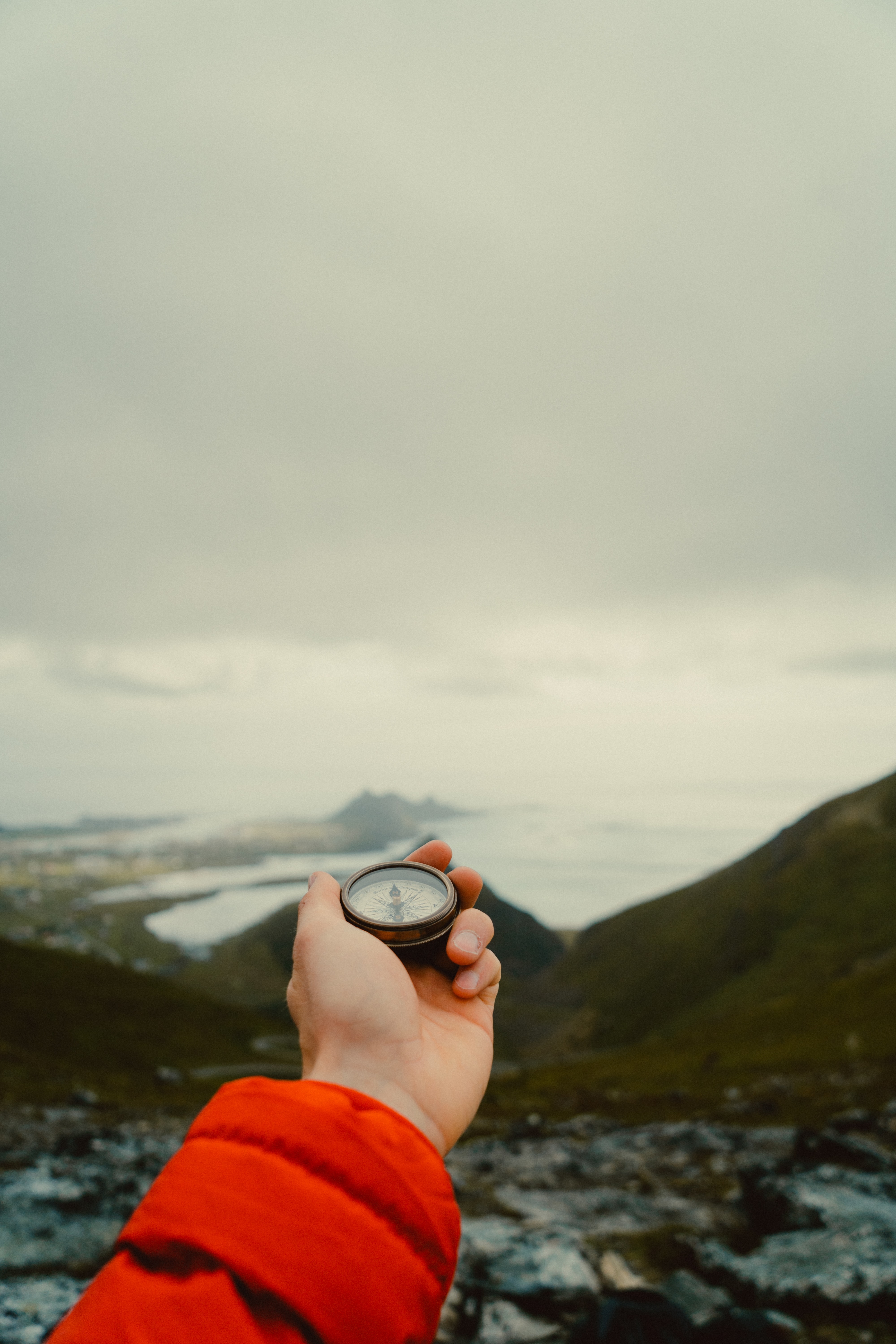 Download mobile wallpaper Miscellaneous, Mountains, Nature, Hand, Miscellanea, Compass for free.