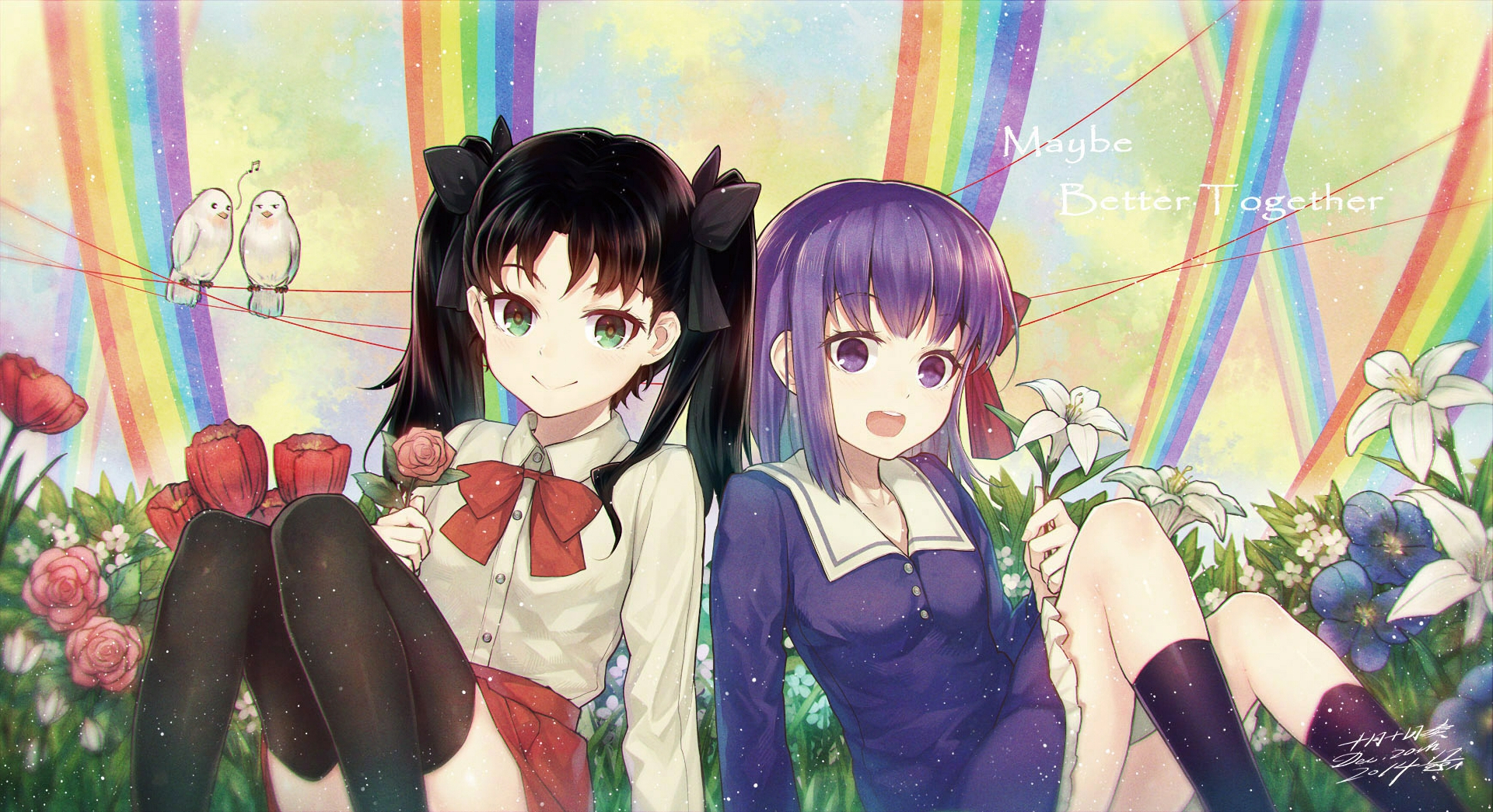 Laden Sie das Animes, Fate/stay Night, Rin Tohsaka, Sakura Matou, Schicksalsserie-Bild kostenlos auf Ihren PC-Desktop herunter