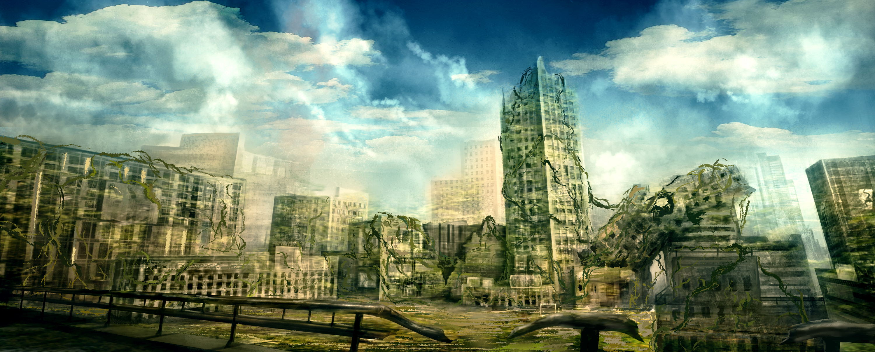 Download mobile wallpaper City, Skyscraper, Building, Sci Fi, Ruin, Post Apocalyptic for free.