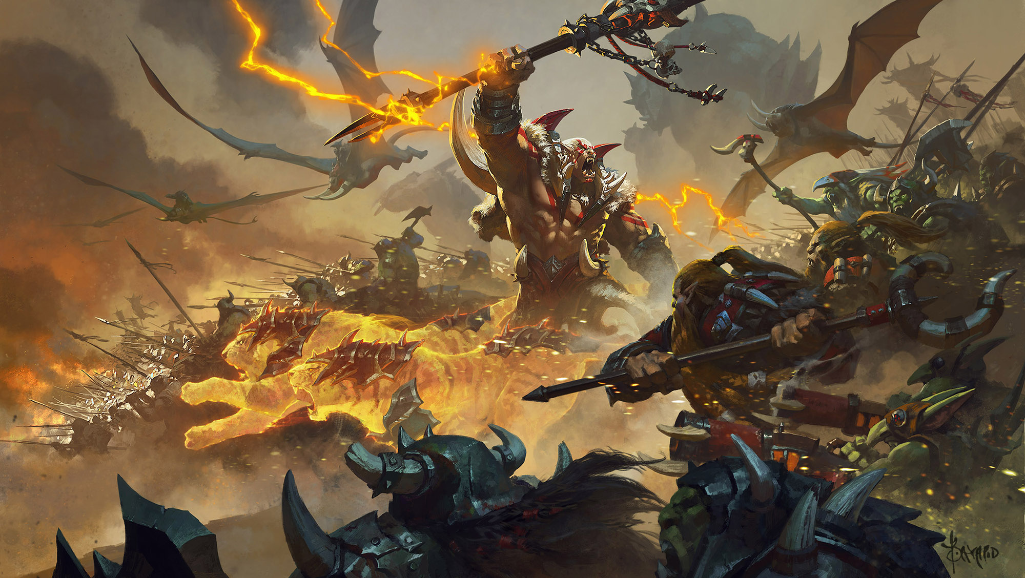 Download mobile wallpaper Fantasy, Weapon, Warrior, Creature, Battle, Dwarf, Orc for free.