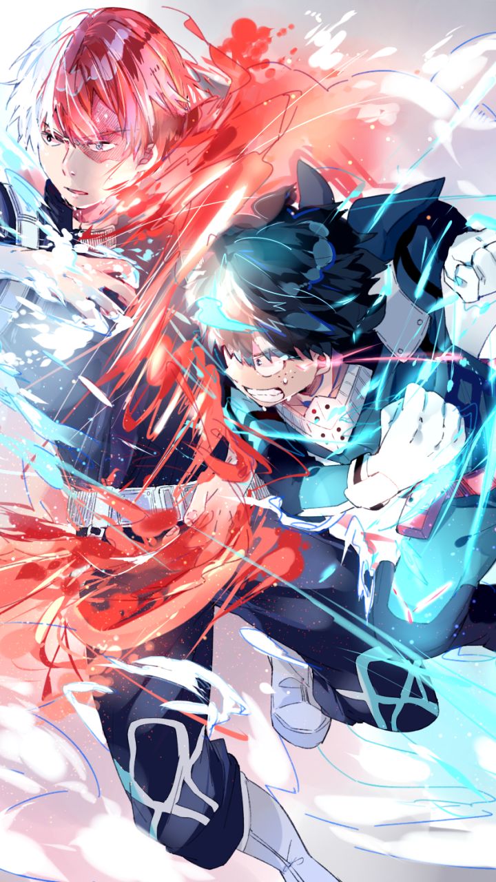 Handy-Wallpaper Animes, Izuku Midoriya, Shoto Todoroki, Boku No Hero Academia kostenlos herunterladen.