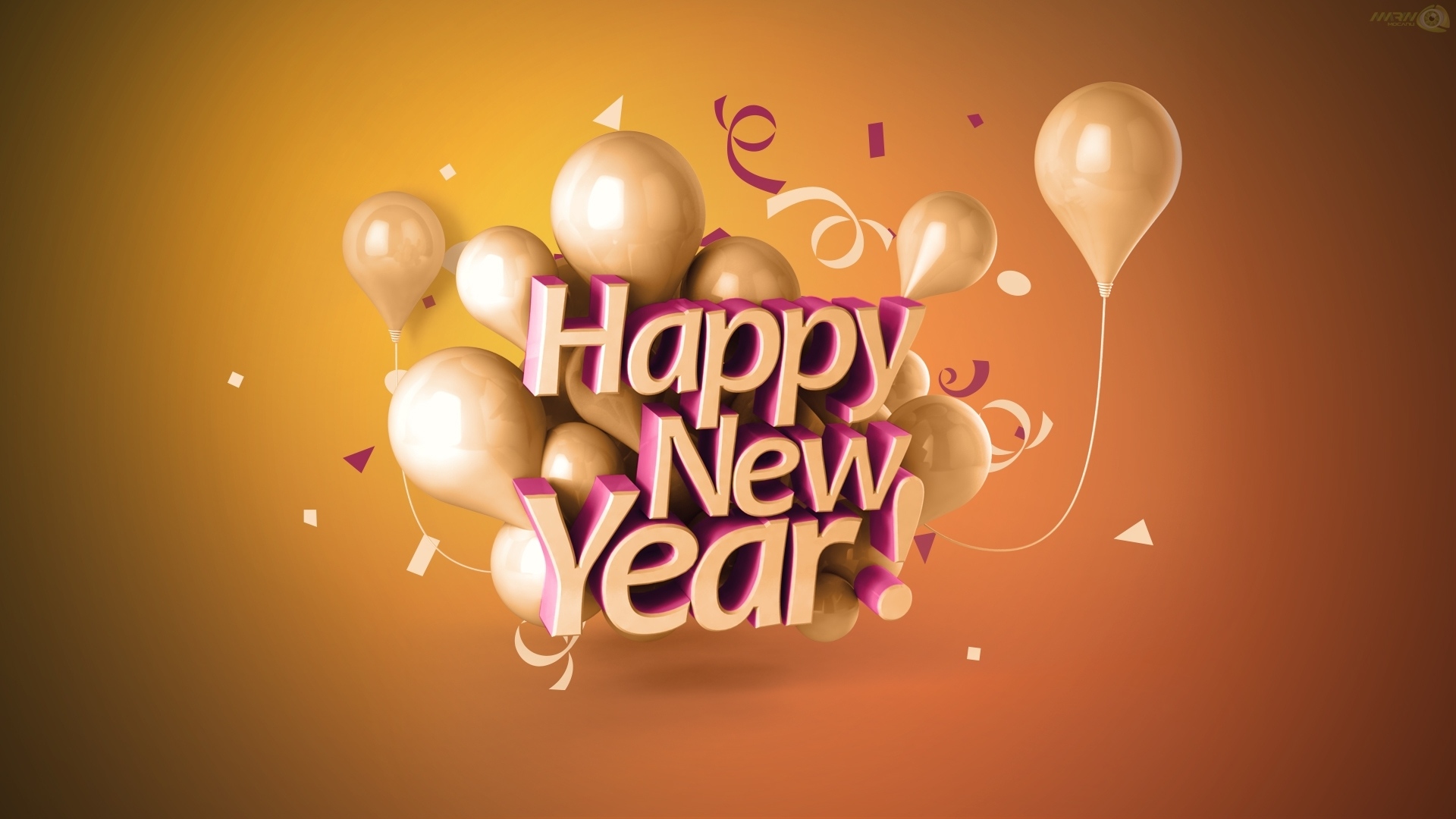 Free download wallpaper New Year, 3D, Holiday, Balloon, Cgi, Happy New Year on your PC desktop